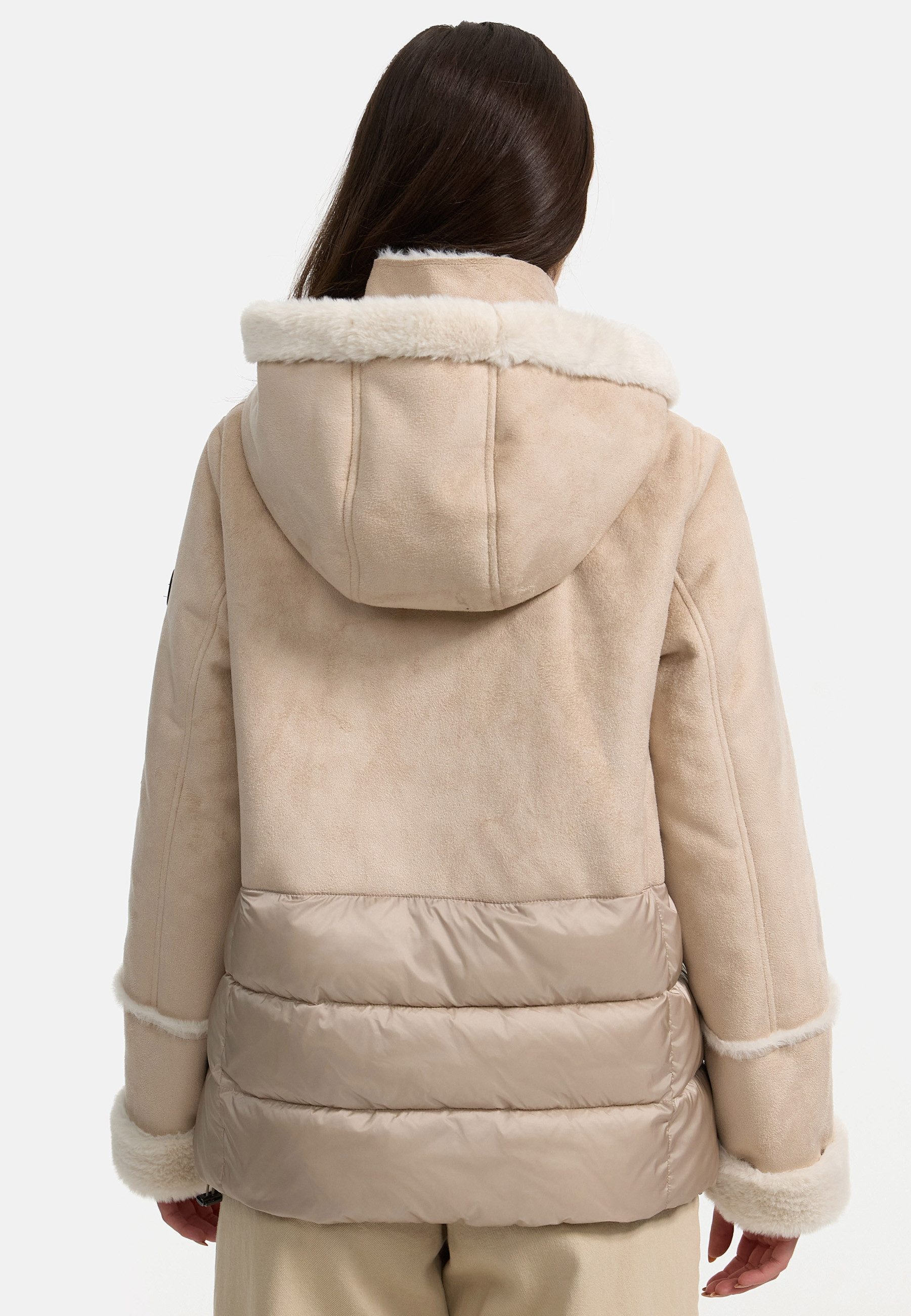 MANISA Kort jack met teddyfleece-capuchon