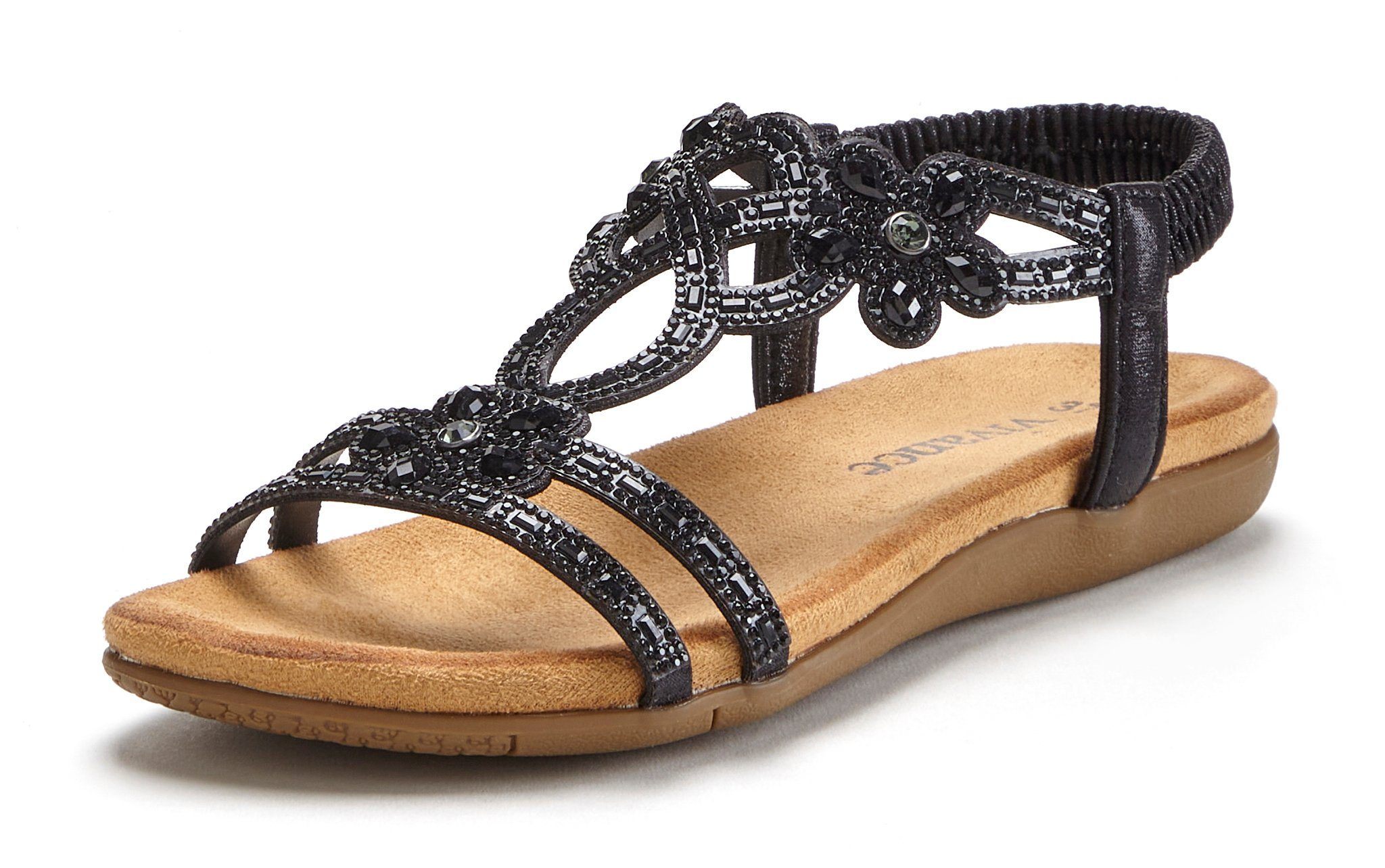 Vivance Sandalen Zomerschoen Sandalette, zomerschoen met elastische banden & glittersteentjes VEGAN