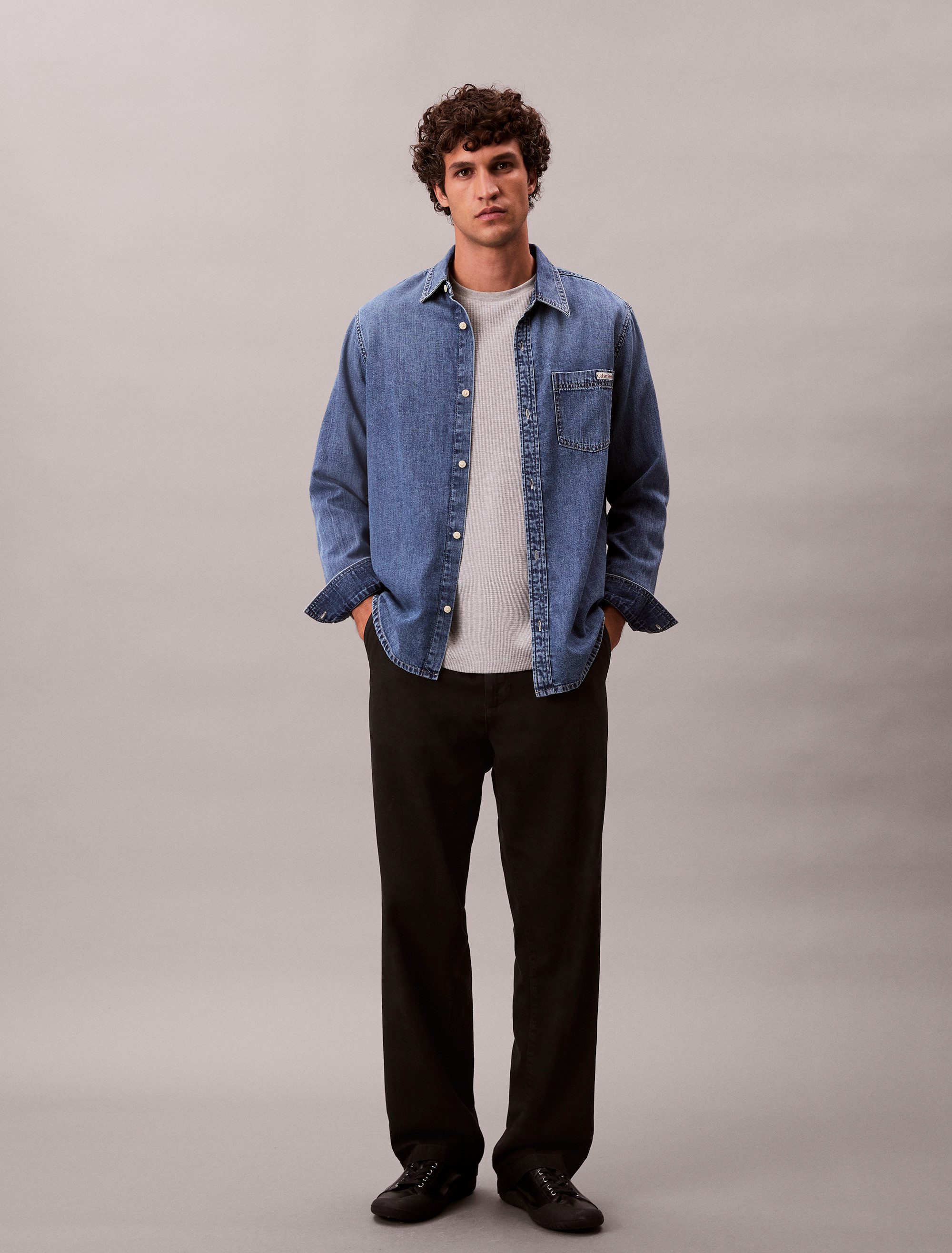 Calvin Klein Shirt met lange mouwen LS WAFFLE BADGE CREWNK TEE