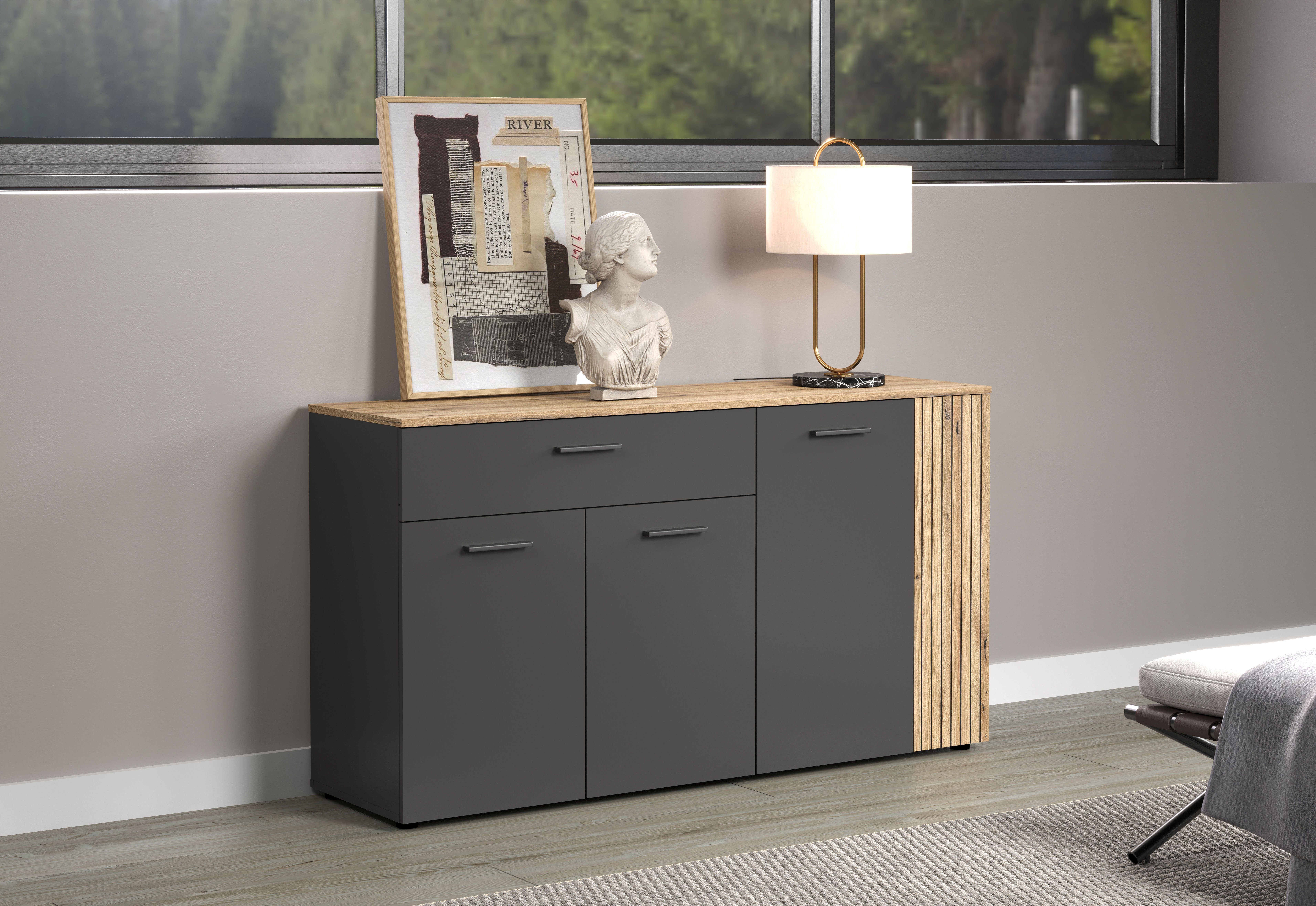 INOSIGN Dressoir Estepona Commode, Akoestisch paneel-look, Breedte 150 cm (1 stuk)