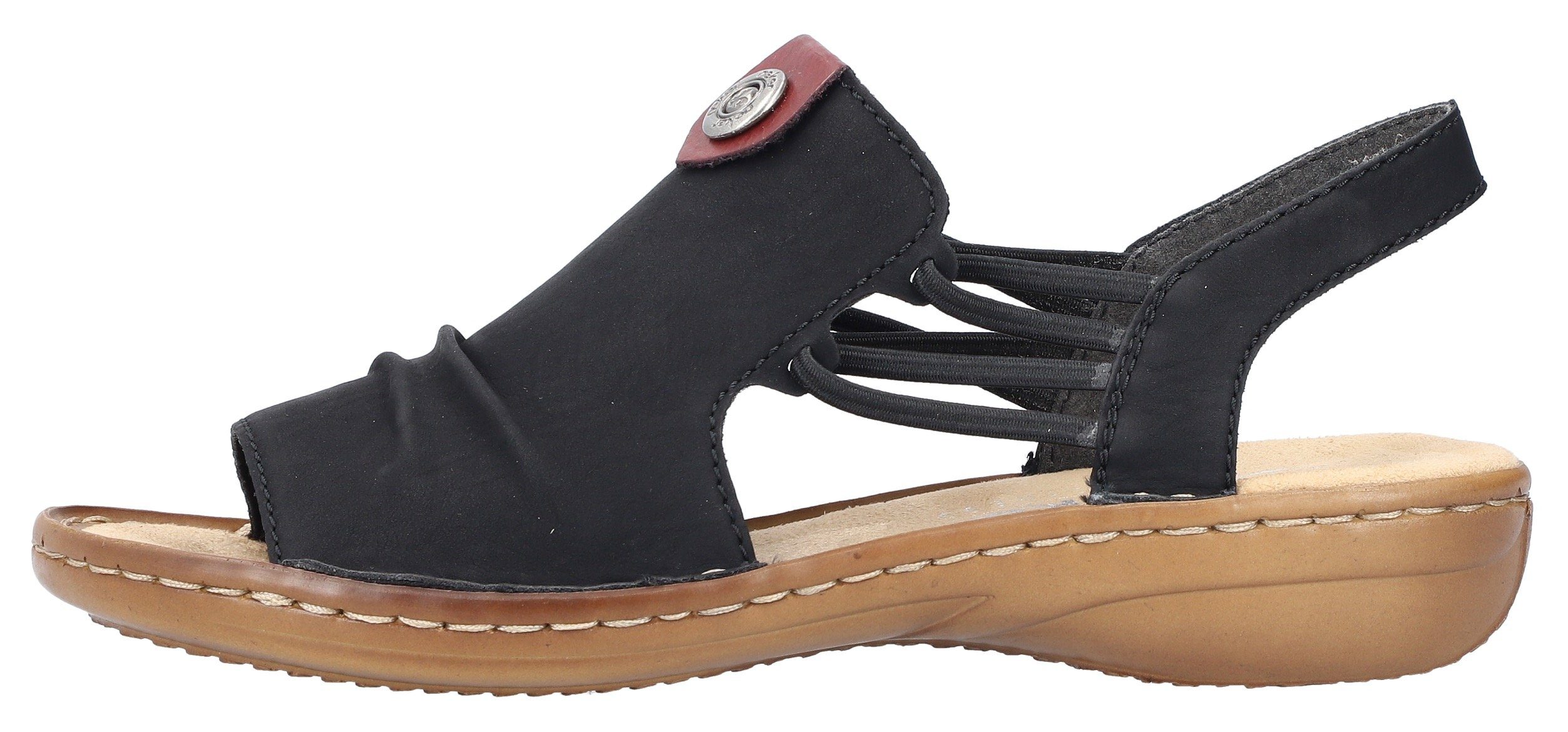 Rieker Sandalen , zomerschoen, sandaal, sleehak, met elastiek voor perfecte pasvorm