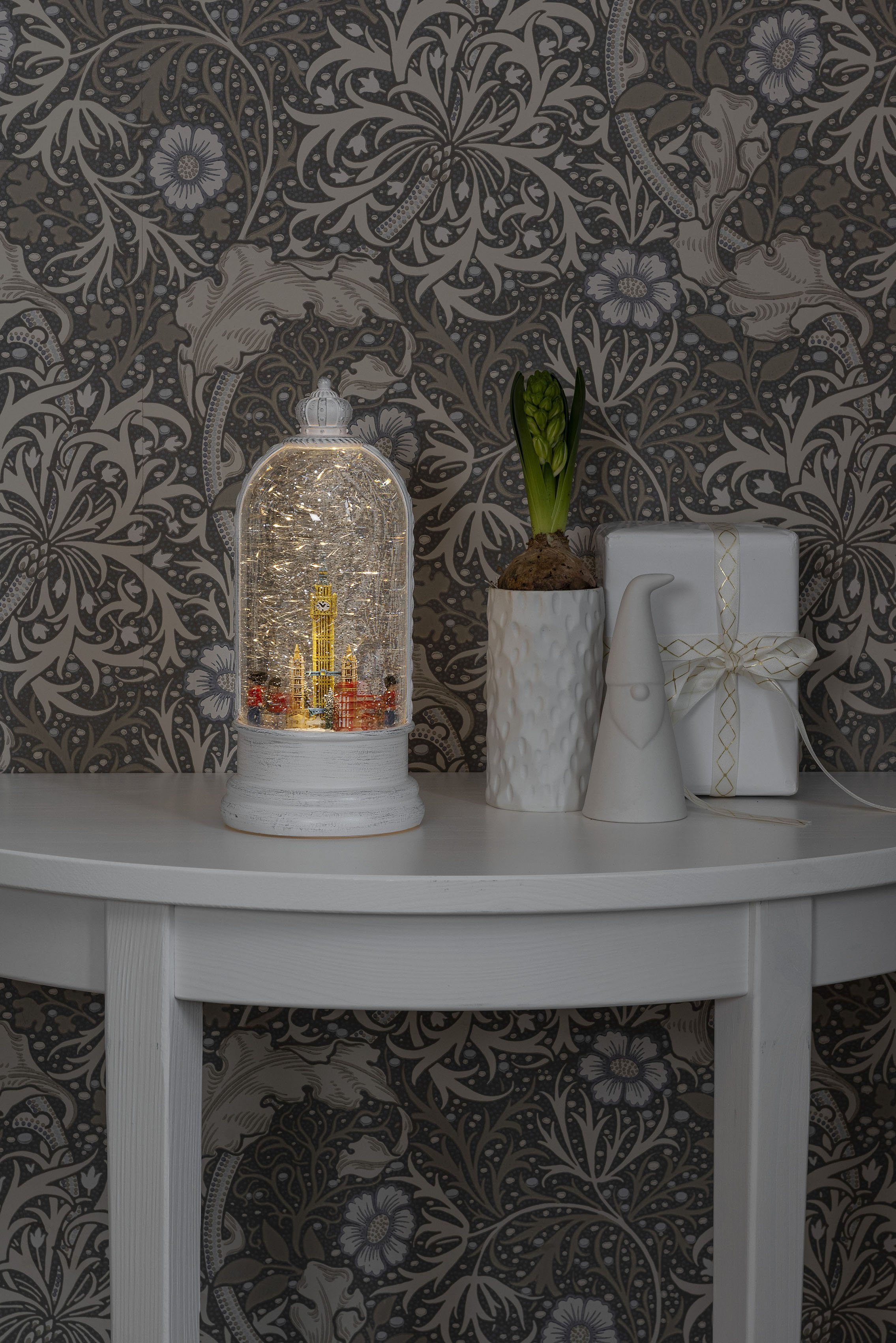 KONSTSMIDE Led lantaarn Kerst versiering Led-waterlantaarn, wit, "Londen Scene", roterend (1 stuk) decoratie met verlichting wit