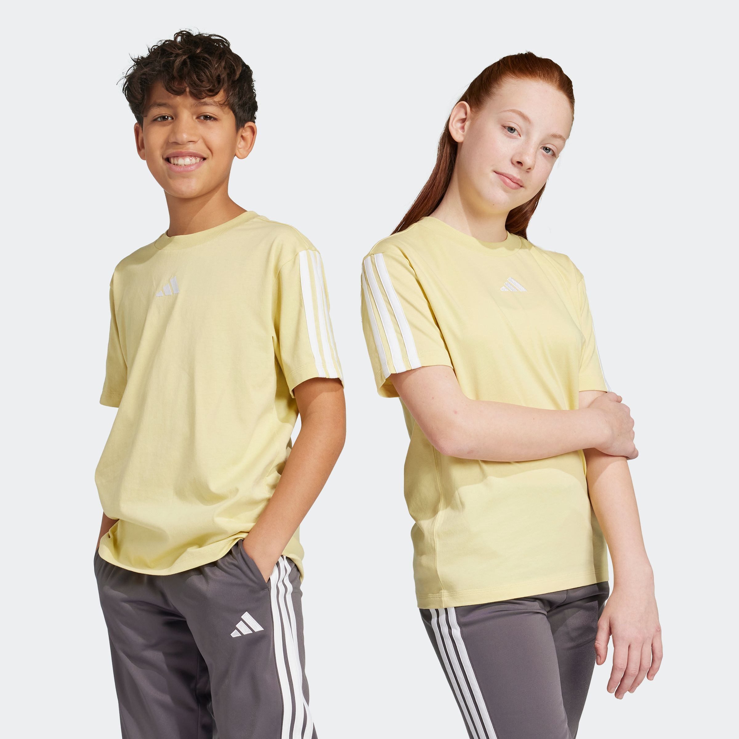 adidas Sportswear T-shirt J 3S TEE 160 jongens t-shirts maat 164 geel
