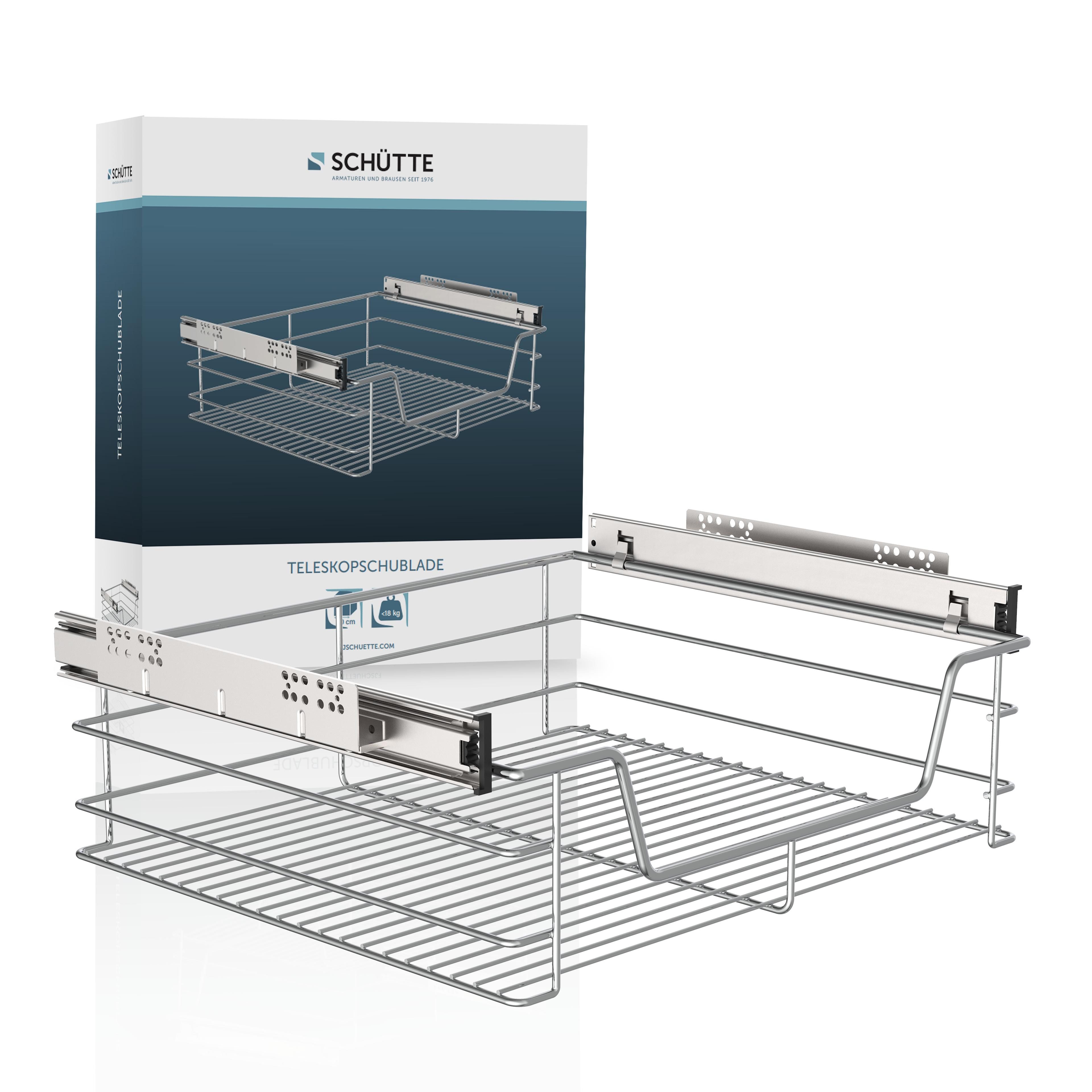 Schütte Lade Uittrekbare lade , 410 x 150 x 450 mm, voor breedte 50 cm, chroom rekken zilver