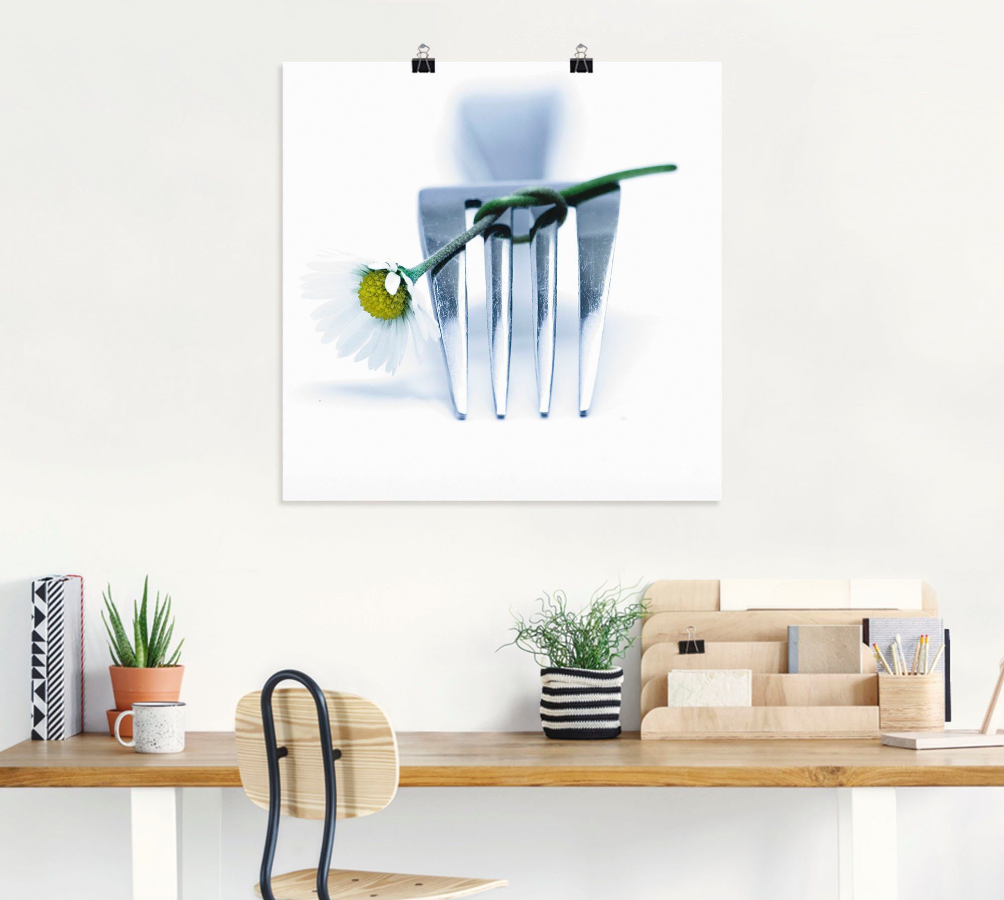 Artland Artprint Vork en bloem als artprint op linnen, poster in verschillende formaten maten