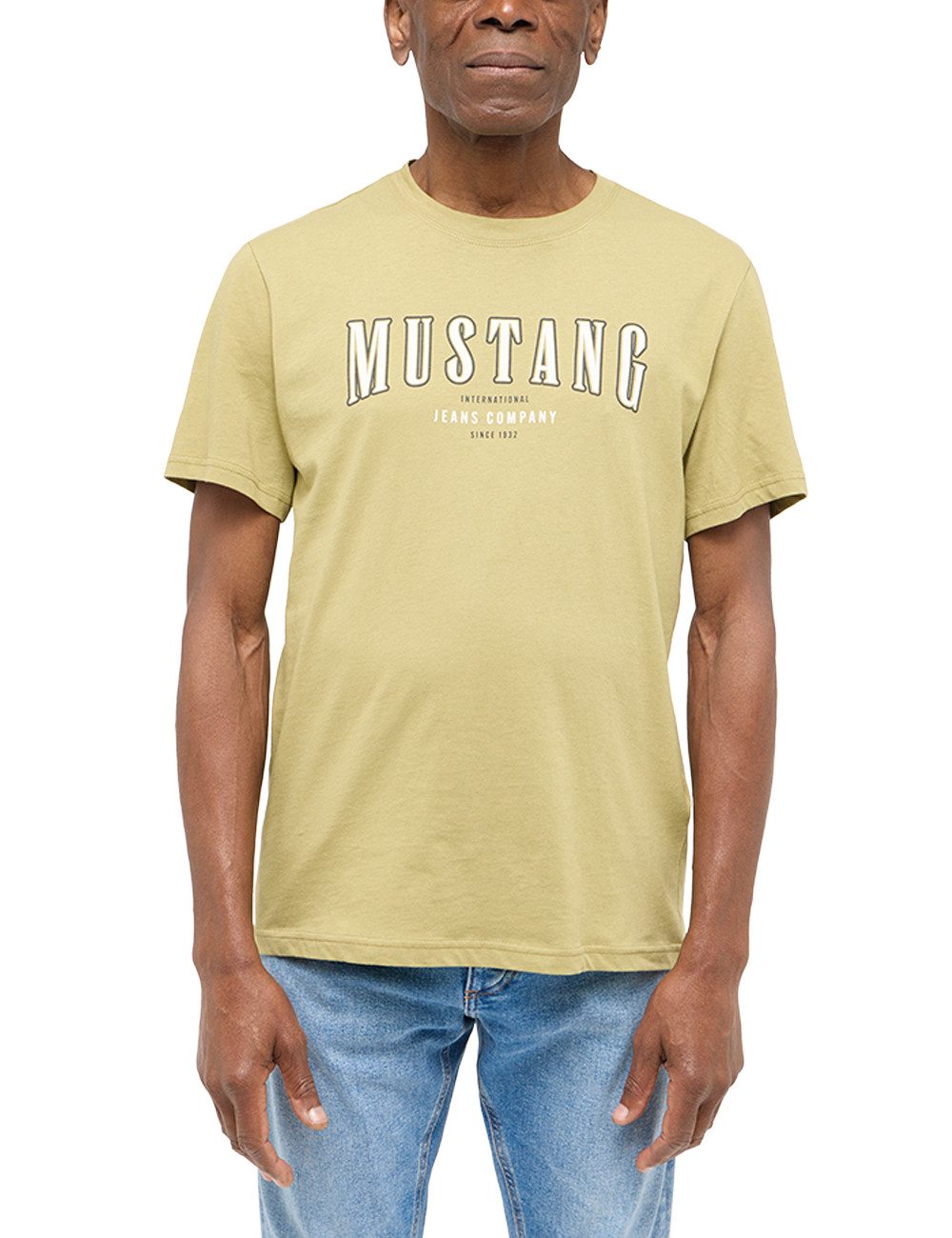 MUSTANG Shirt met korte mouwen Style Austin met logoprint heren t-shirts maat XXL geel