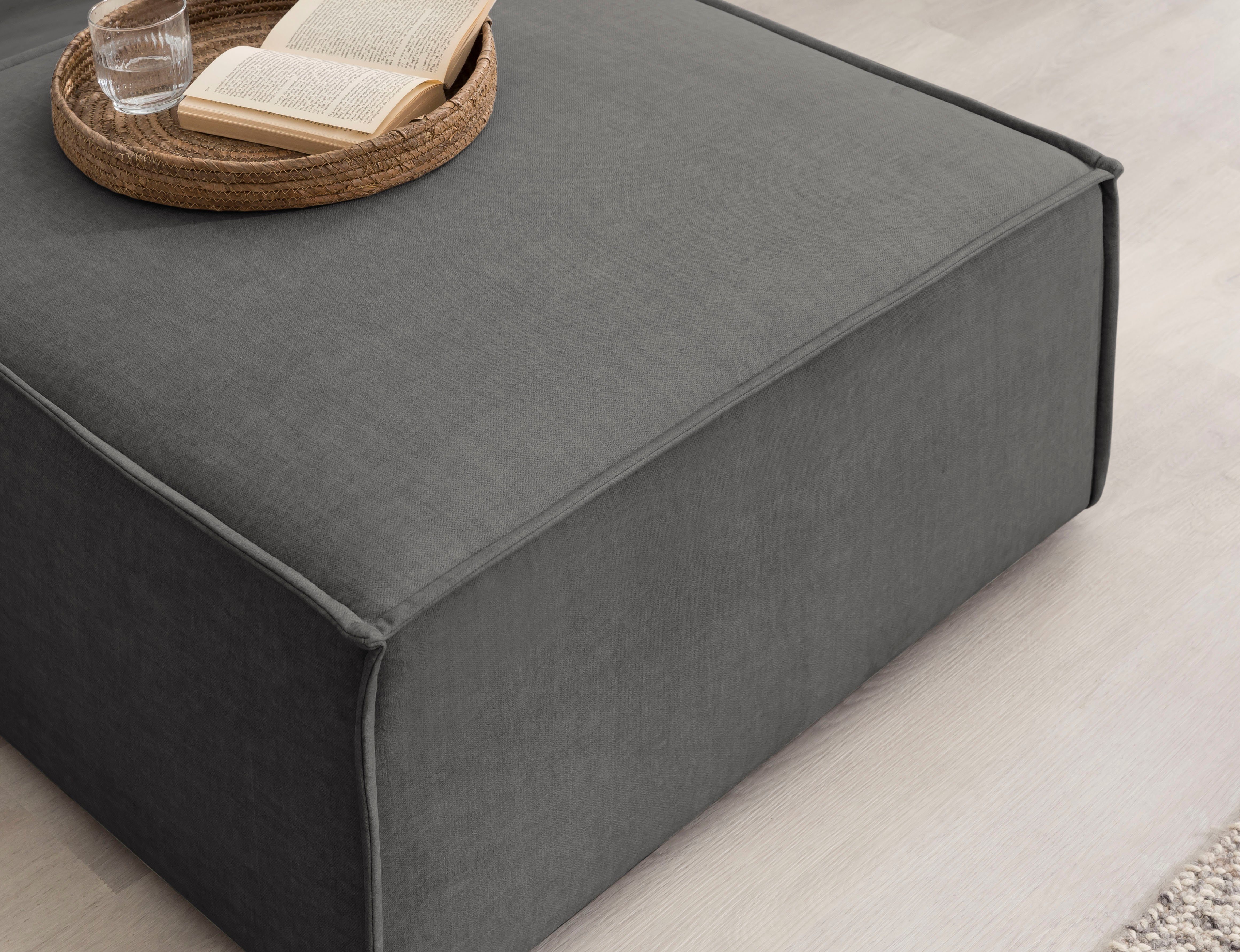 Home affaire Hocker Sherwood Vierkante poef/voetenbank, ideale als aanvulling op de "SHERWOOD" love seat