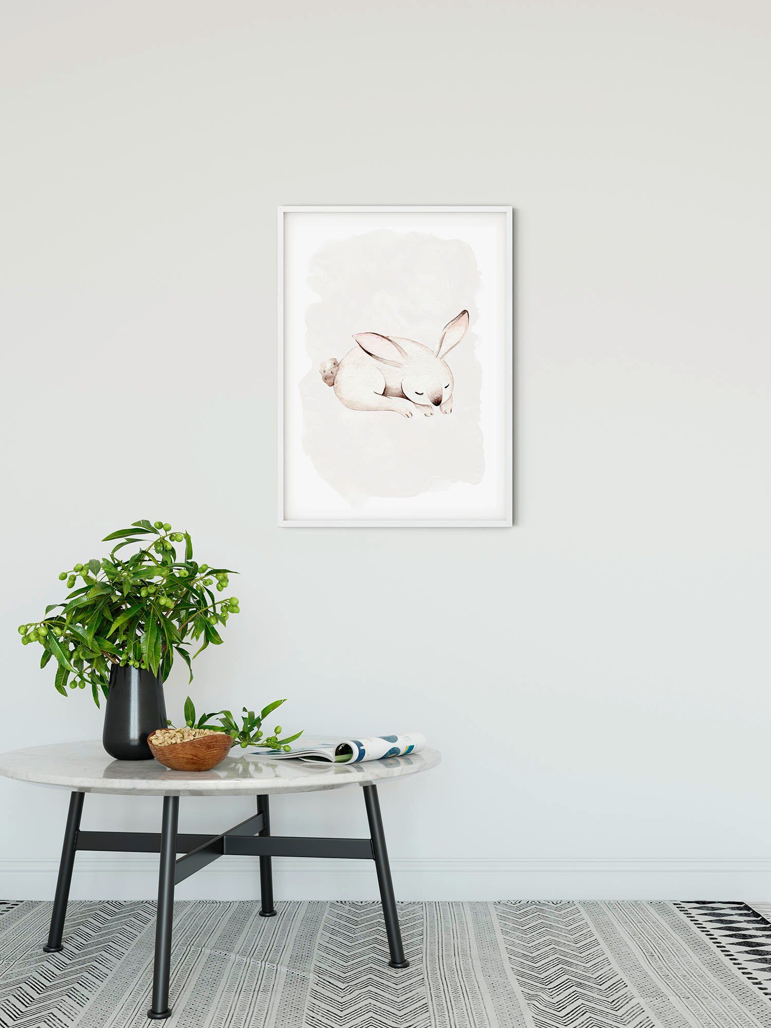 Komar Wanddecoratie Sleepy Bunny Wanddecoratie - zonder lijst (1 stuk)