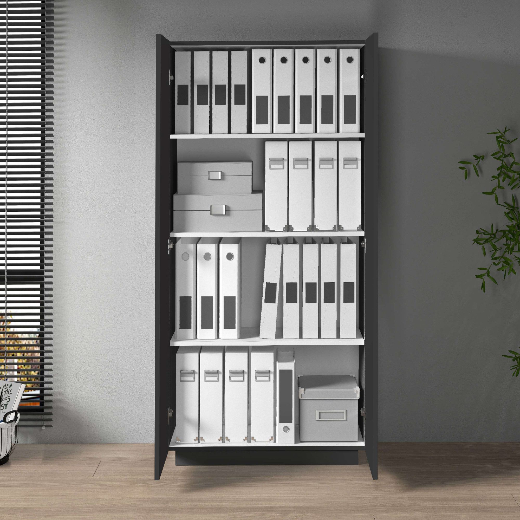 INOSIGN Archiefkast Essential, Multifunctionele kast, Bureaukast met 2 deuren & verstelbare legplanken, hoogte 86 of 166 cm, made in italy