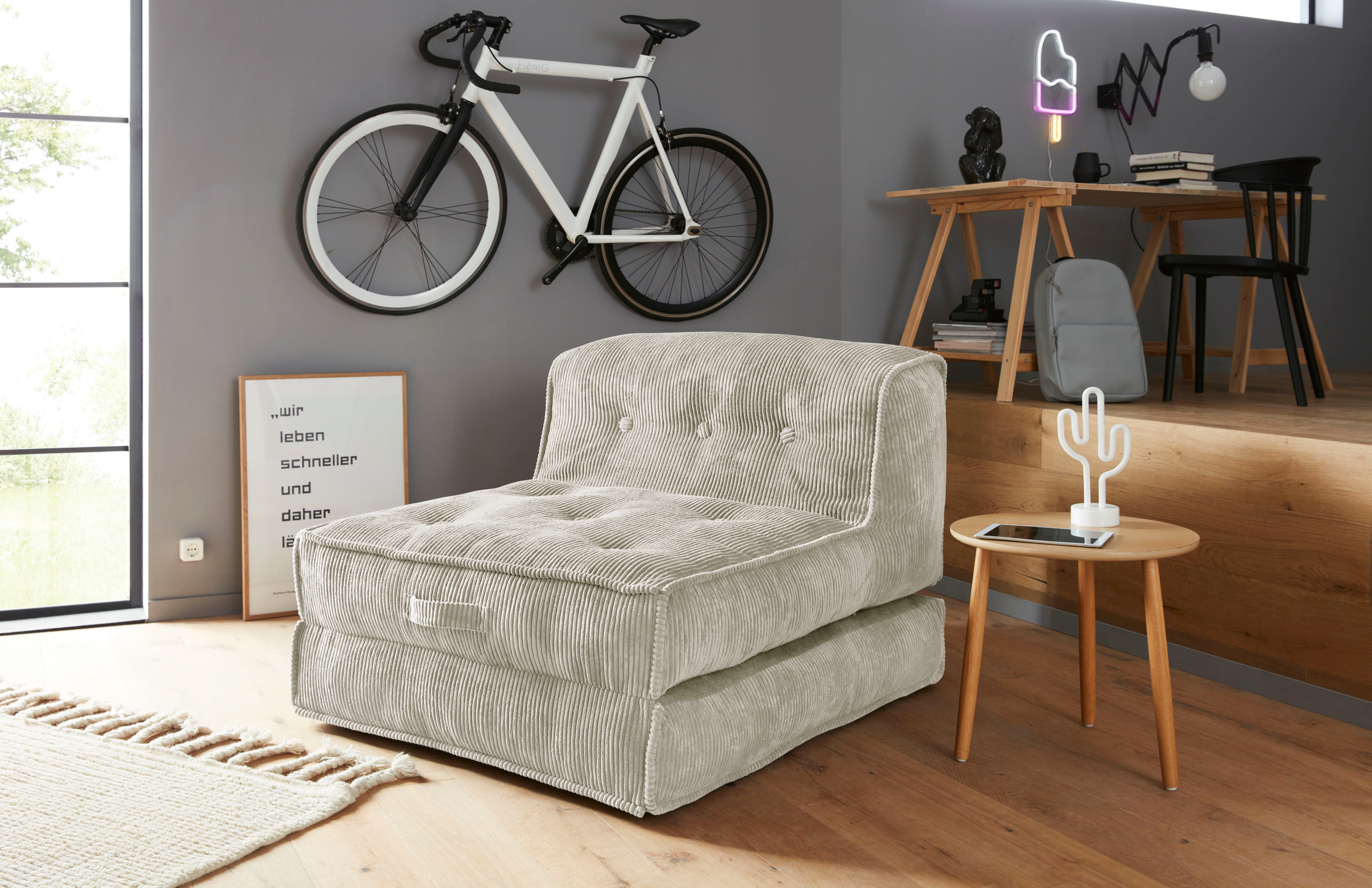 INOSIGN Fauteuil Pia Loungestoel van corduroy, in 2 maten, poef-functie.