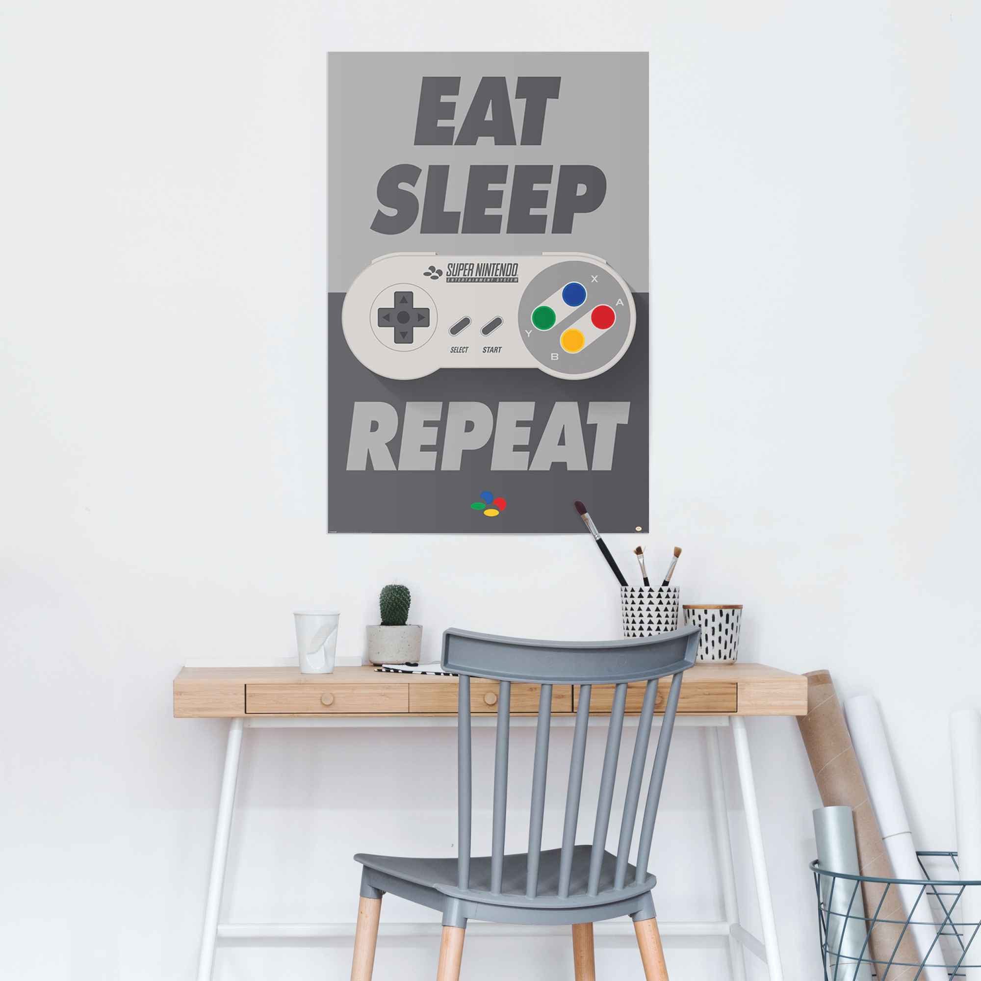 Reinders! Poster Super Nintendo Eat, sleep, repeat