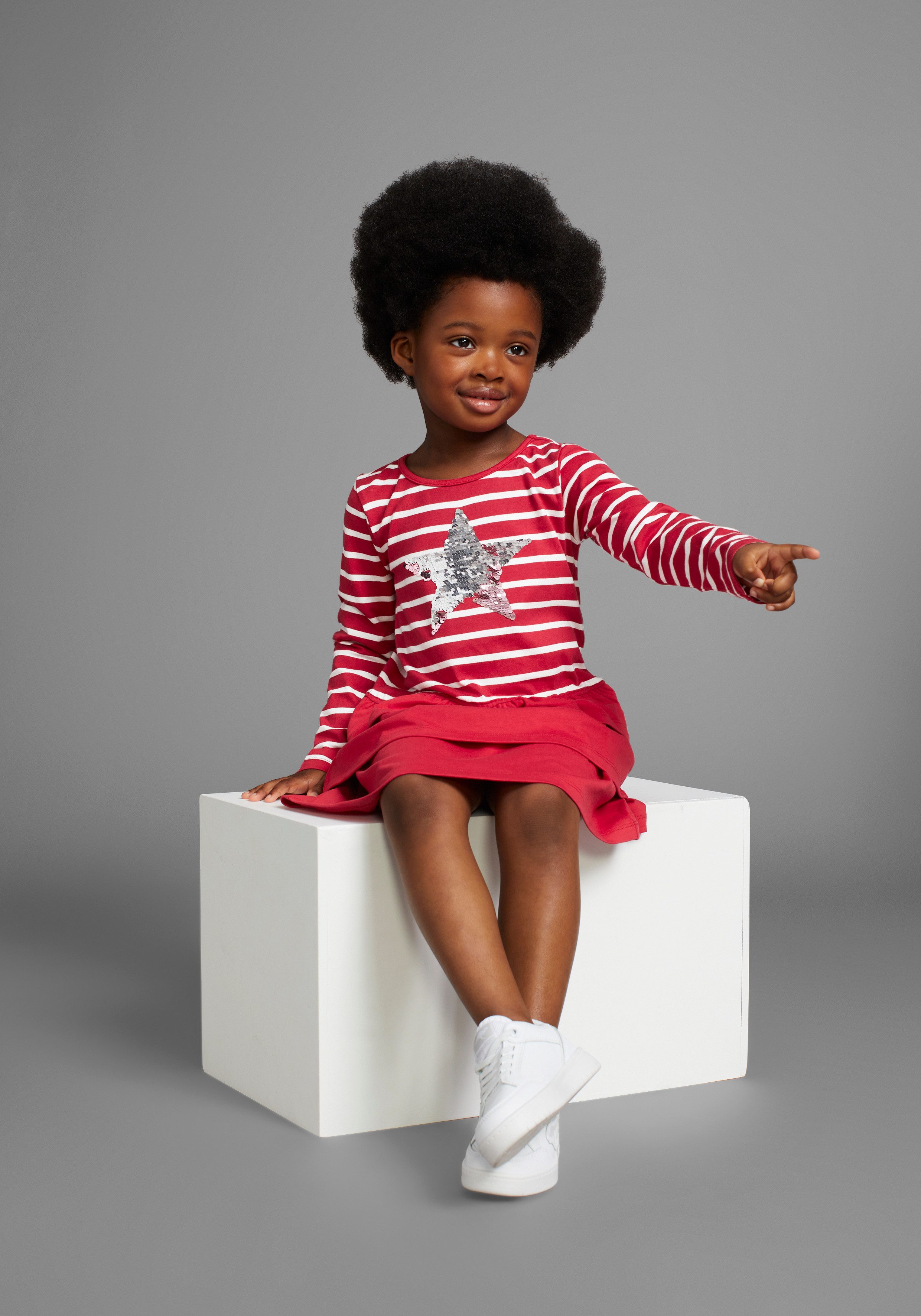 KIDSWORLD Jerseyjurk Voor kleine meisjes voor feesten en speciale gelegenheden, knie-vrije lengte, modieuze stijl