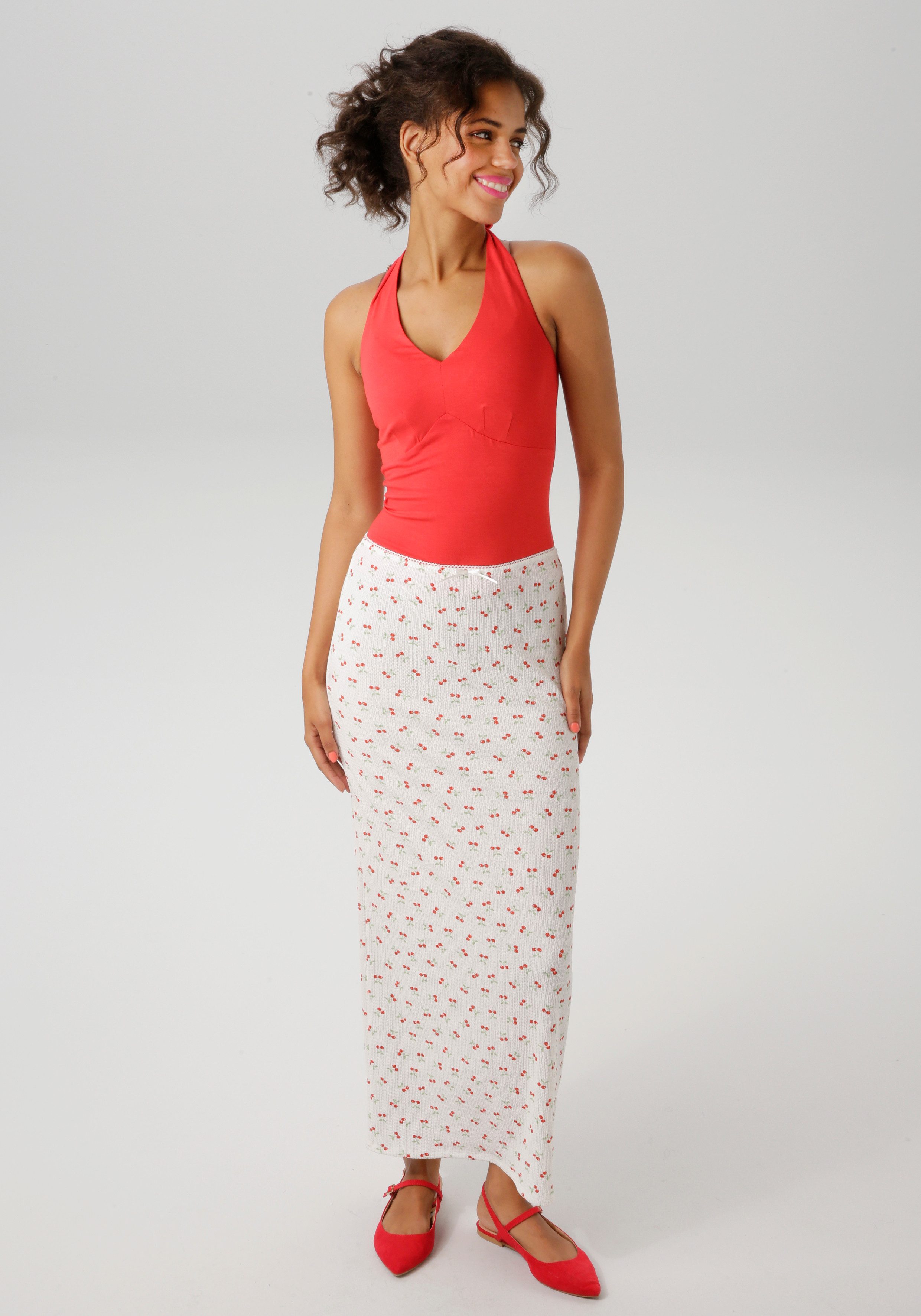 Aniston CASUAL Maxirok overal bedrukt met kersen nieuwe collectie