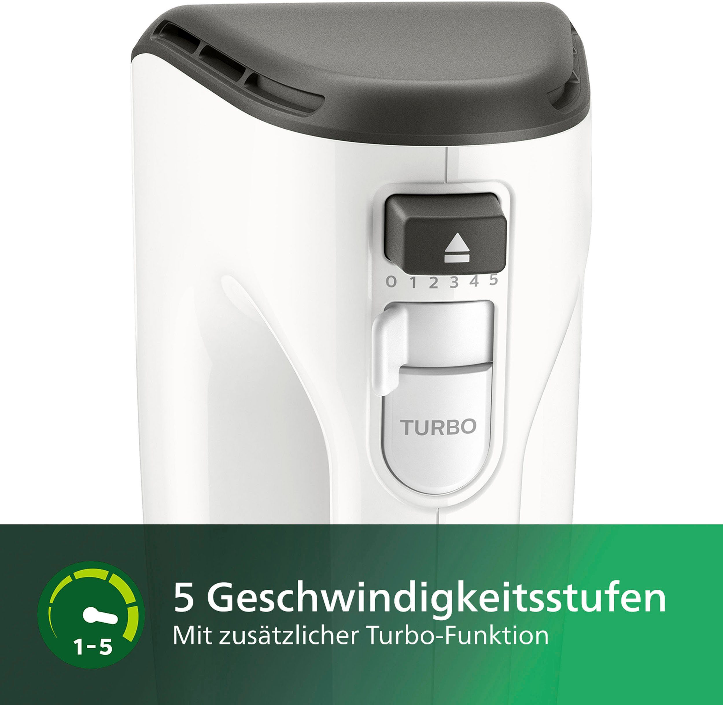 Philips Handmixer HR3741/00 5 snelheden plus turbo, inclusief garde en kneedhaken