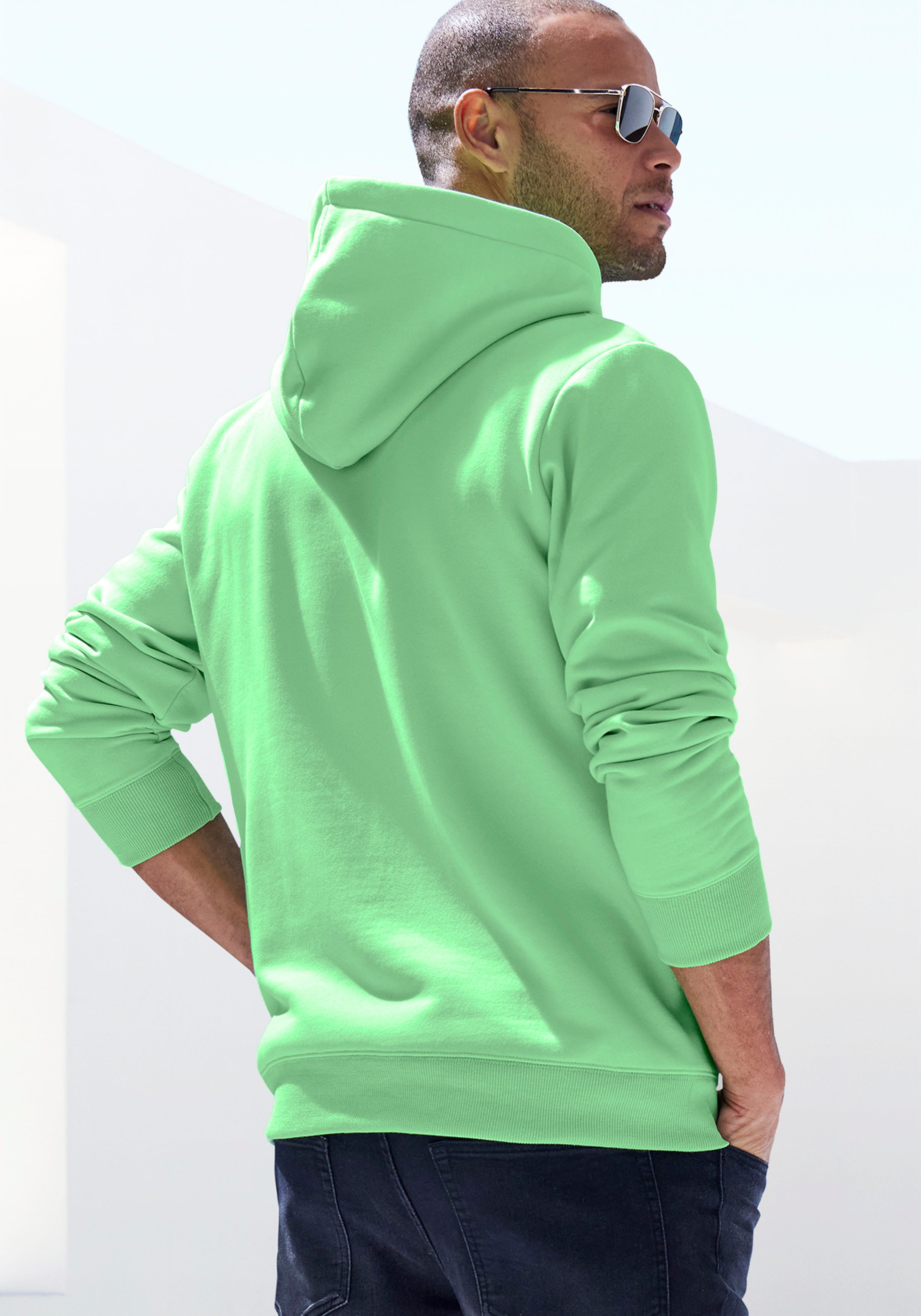 John Devin Hoodie Langarm, sweatshirt met ronde hals en capuchon, katoenmix