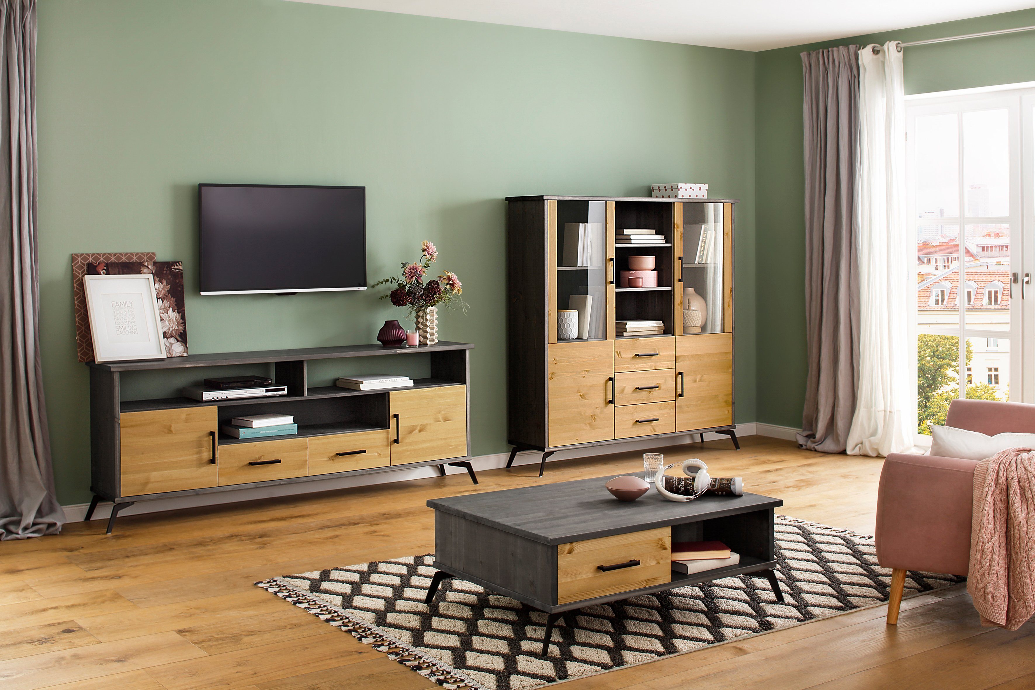 Manie aankomen levering Home affaire Tv-meubel Lisa met metalen handgrepen, breedte 194 cm nu  online bestellen | OTTO