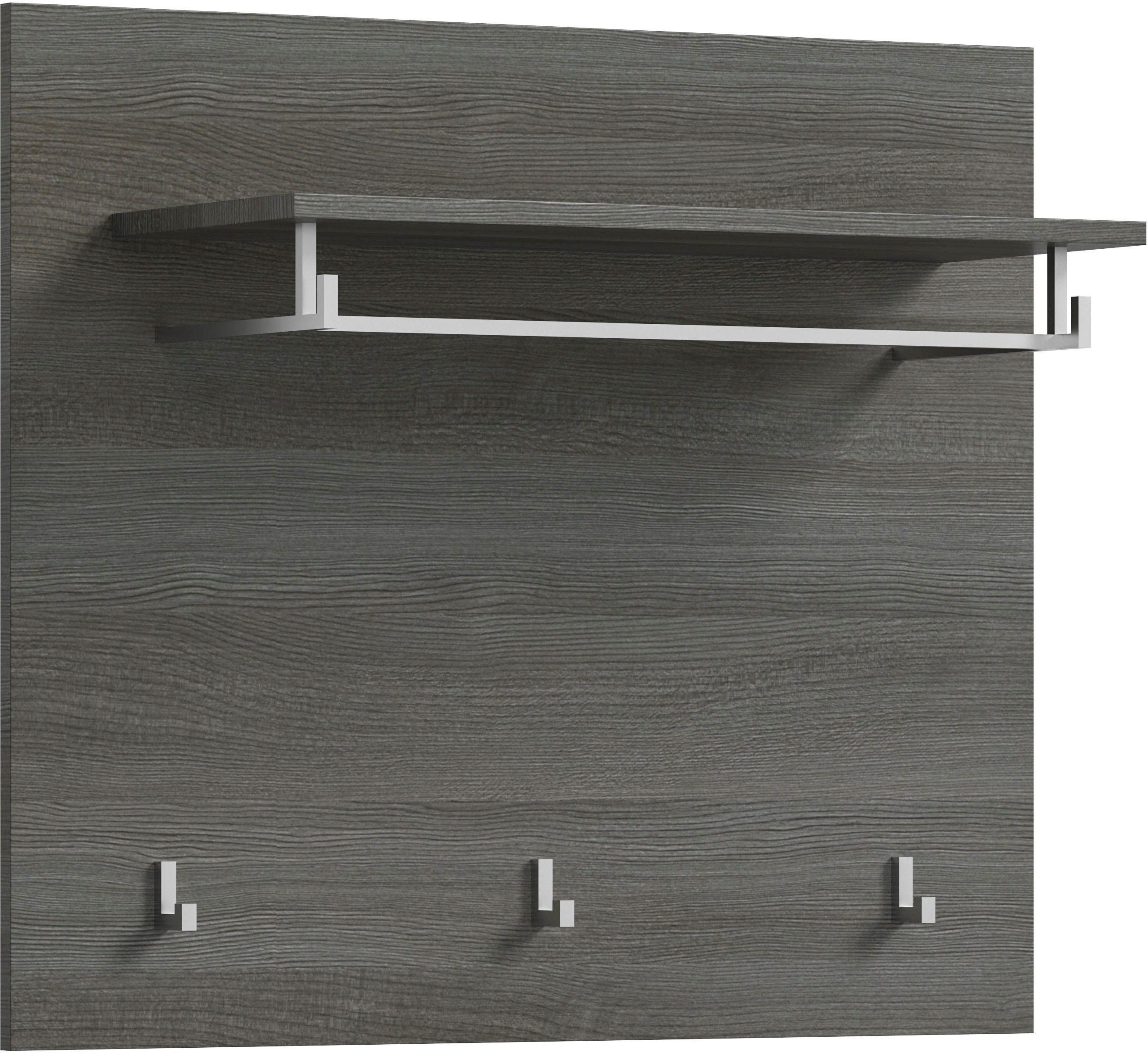 INOSIGN Kapstokpaneel Rumba, Breedte 80cm, 3 haken, 1 kledingstang, 1 legplank
