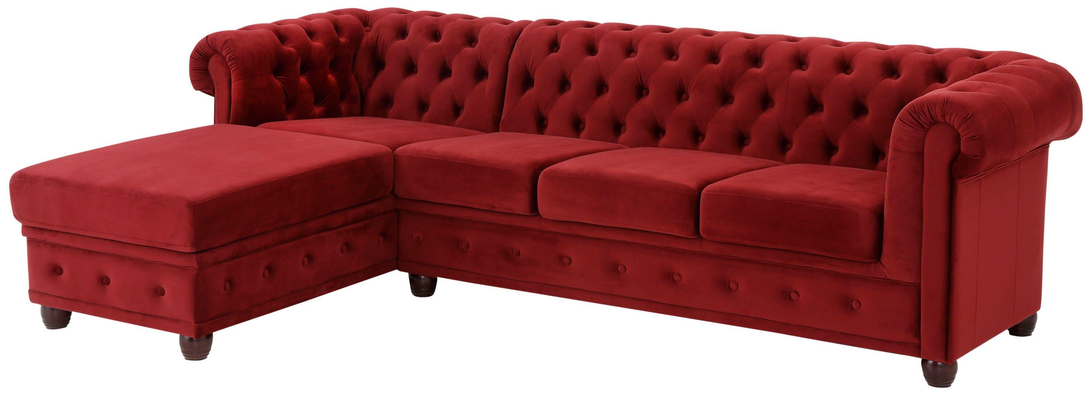 Home affaire Chesterfield-bank New Castle L-vorm hoogwaardige capitonnage in chesterfield-design, bxdxh: 255(171x72)