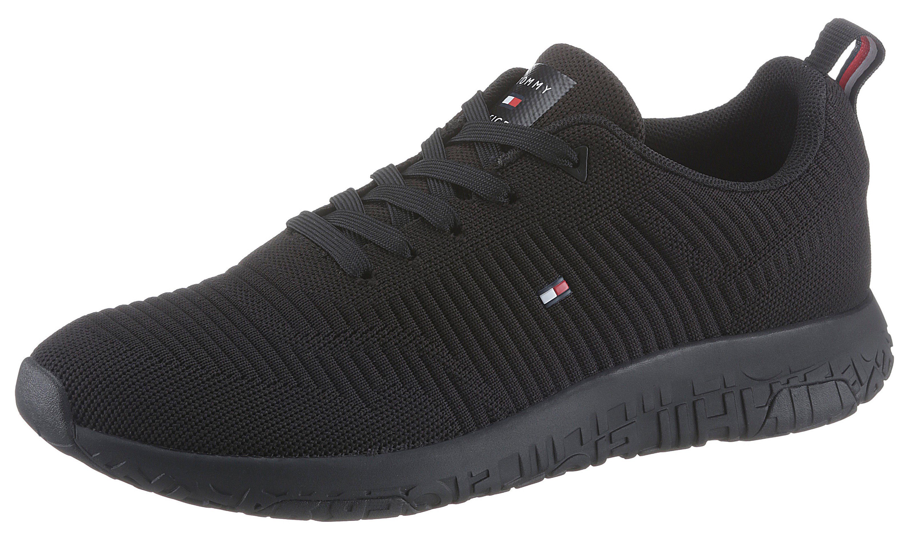 Tommy Hilfiger Sneakers CORPORATE KNIT RIB RUNNER met zijlogo-vlag, vrijetijdsschoen, halfhoge schoen, veterschoen