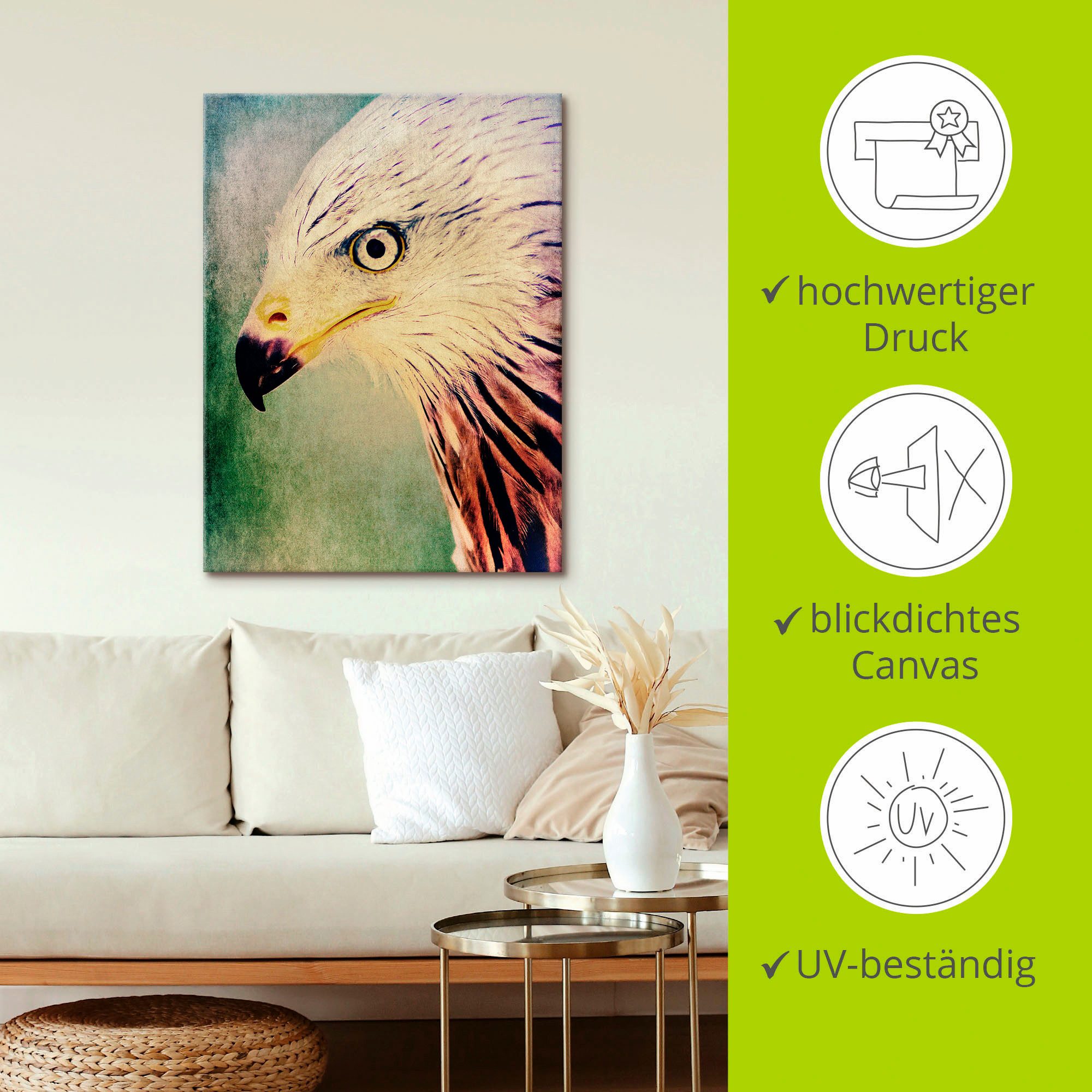 Artland Artprint op linnen Rode wouw gespannen op een spieraam