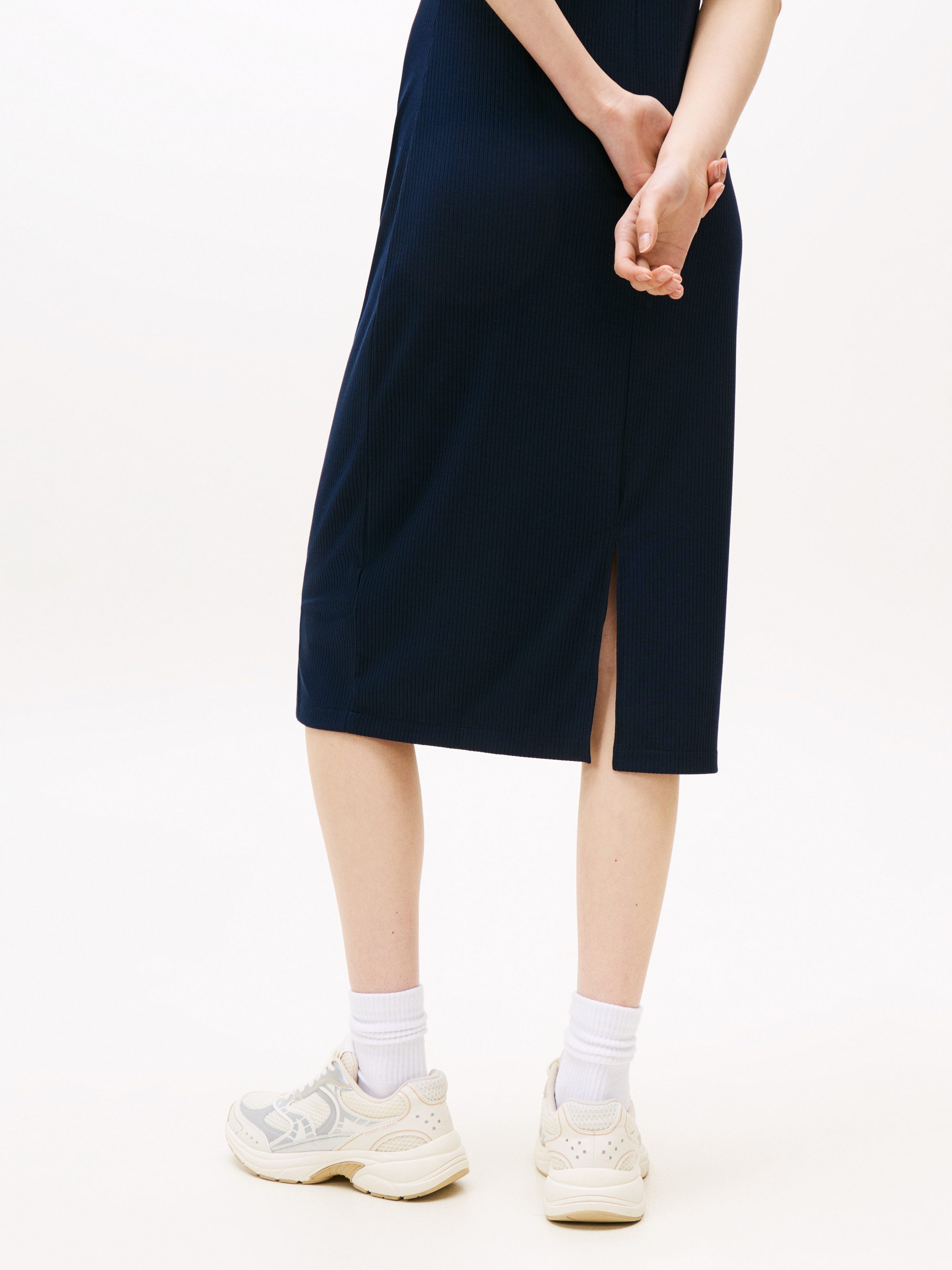 TOMMY JEANS Jerseyjurk met geribbelde structuur, logo-borduursel
