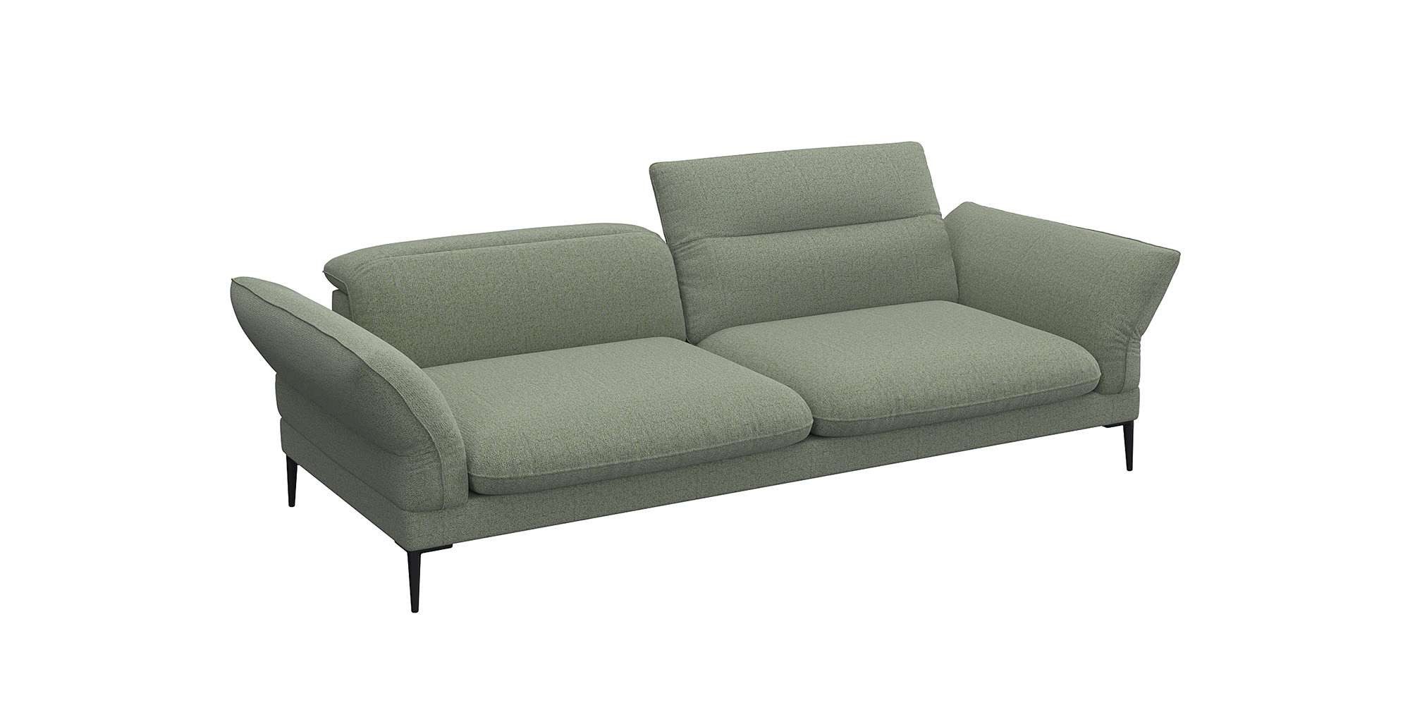 FLEXLUX 3-zitsbank Salino, functie-sofa, relaxsofa Bank met arm- en hoofdeinde verstellingen, koudschuim & staalgolven groen, 3-zitsbanken