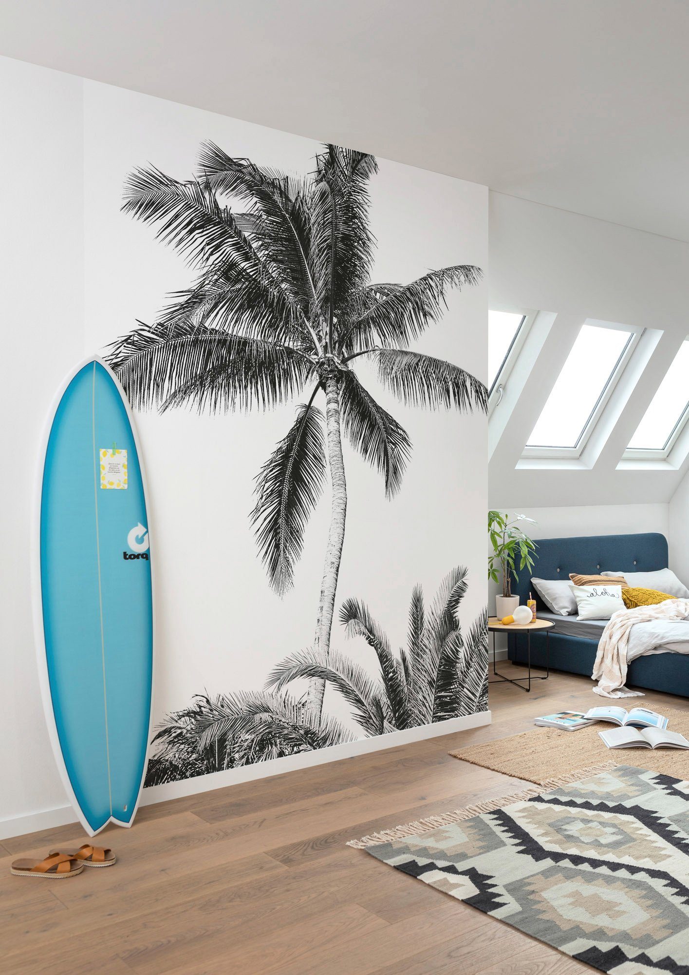 Komar Vliesbehang Digitale print vlies - Retro Palm - Afmeting 200 x 280 cm