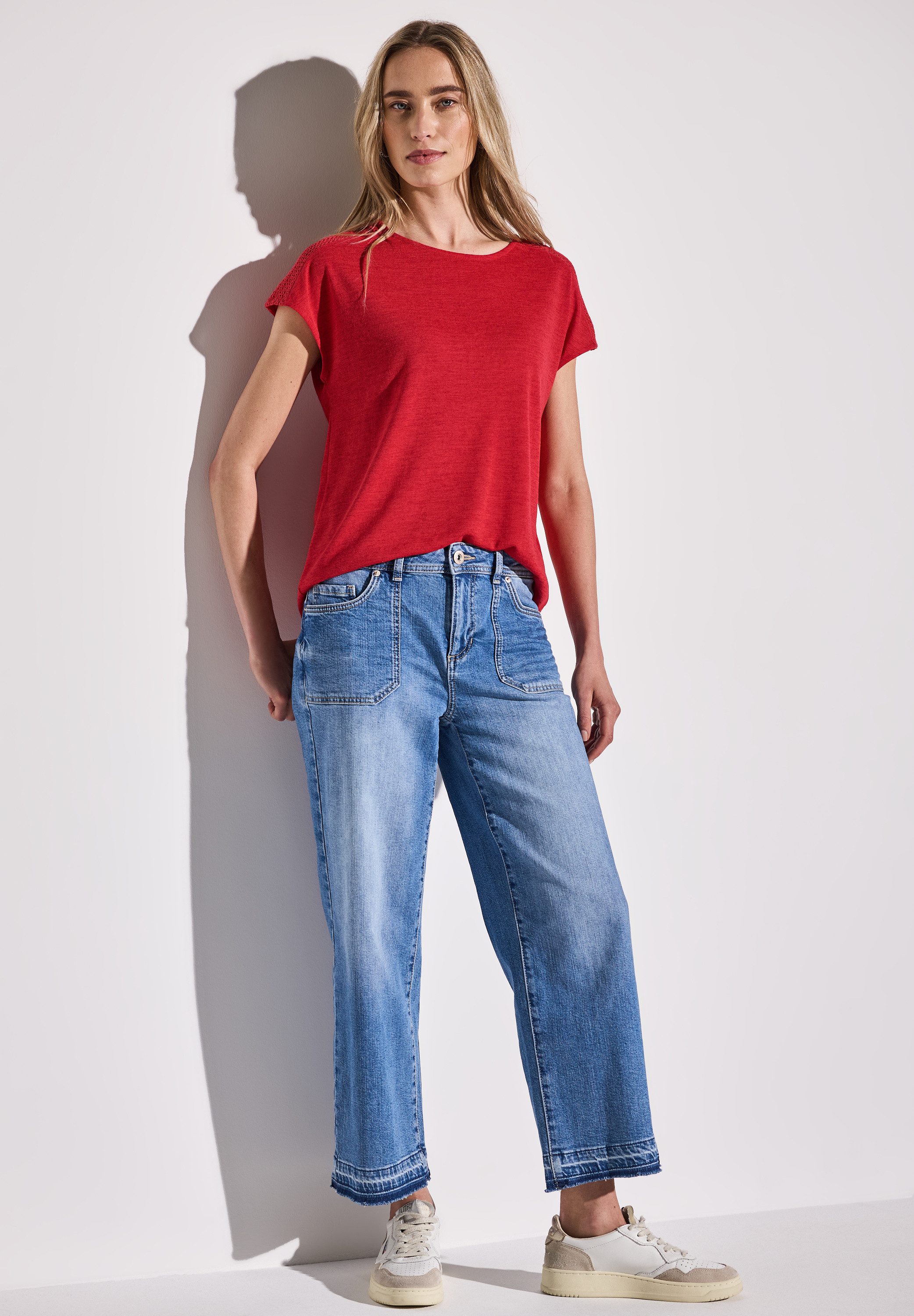STREET ONE T-shirt met kanten detail