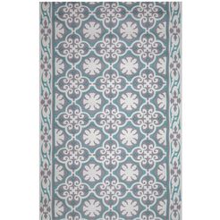 friedola keukenloper vintage tapijtloper, tegels design, ornamenten, geschikt voor binnen en buiten, wasbaar, keuken zwart