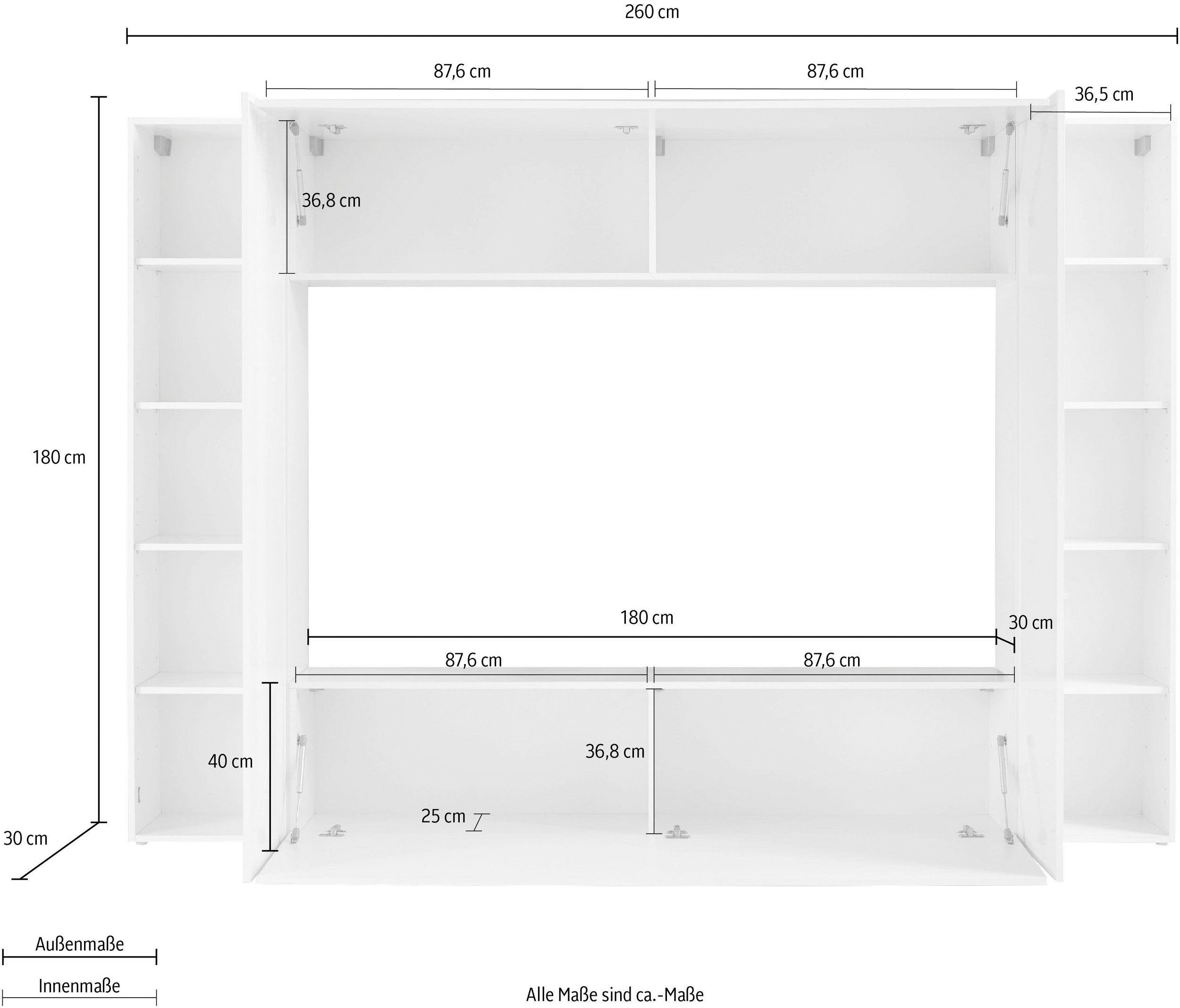 INOSIGN Wandmeubel Maruska Front/ romp hoogglans-wit (set, 4-delig)
