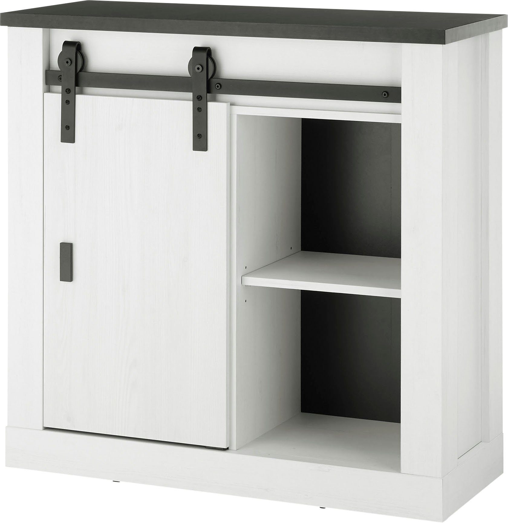 Home affaire Rek Sherwood moderne houtdecor, met schuurdeurbeslag van metaal, breedte 93 cm
