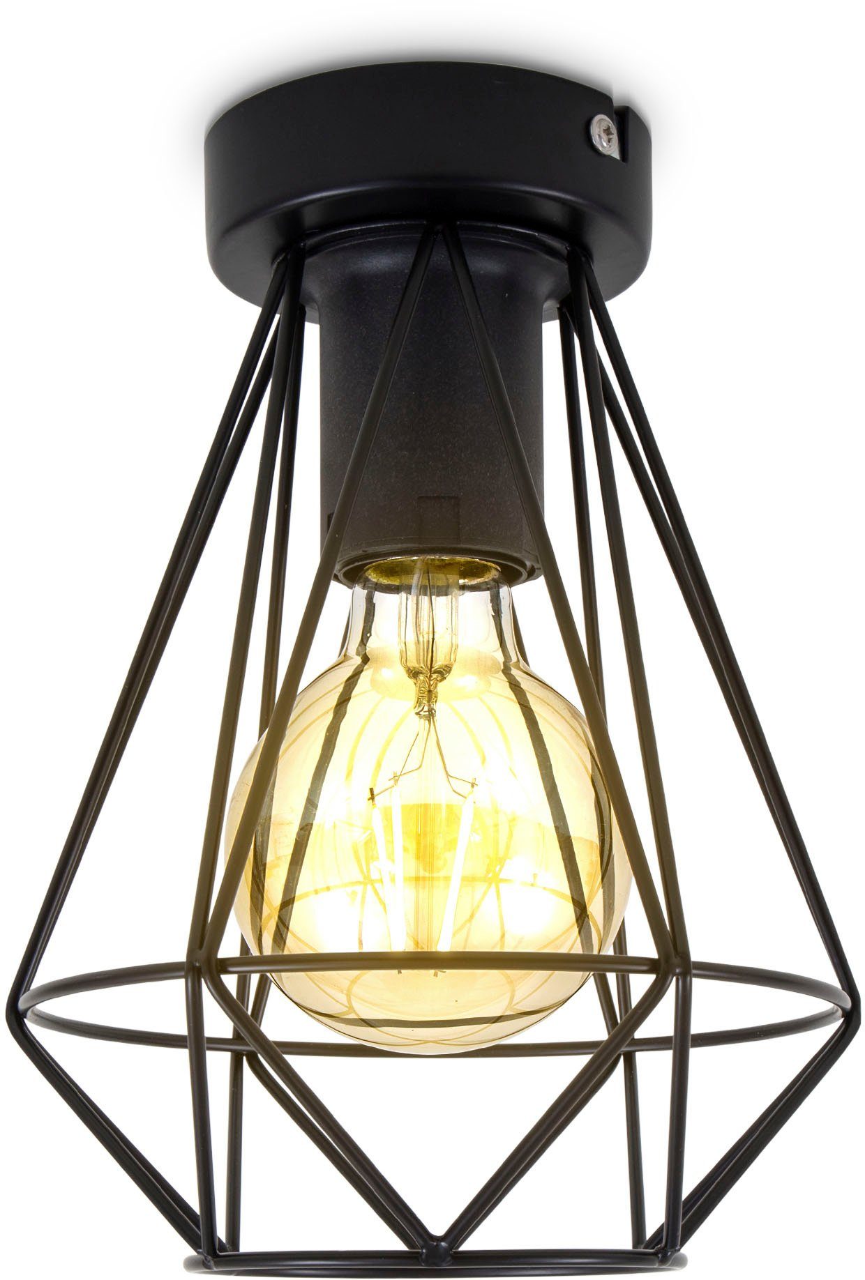 B.K.Licht Plafondlamp BK_DL1396 Schwarze Deckenlampe, Metall