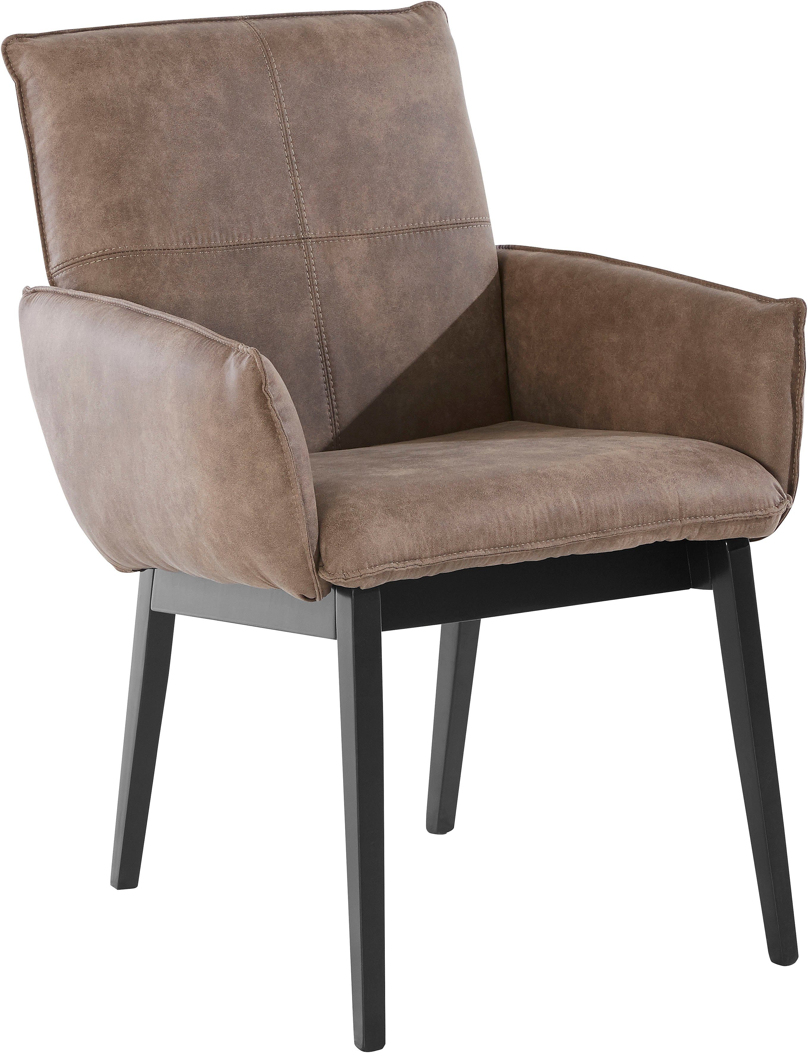Home affaire Stoel met armleuningen Model 6 Bekleding van microvezel of leer, frame is beuken in zwart gelakt (2 stuks)