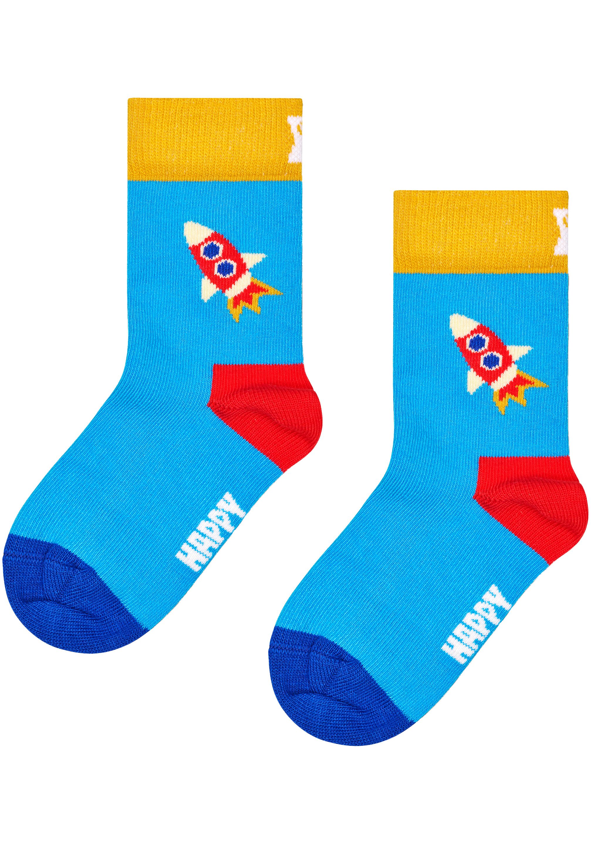 Happy Socks Lange sokken met speelse robotmotieven (Set van 3)