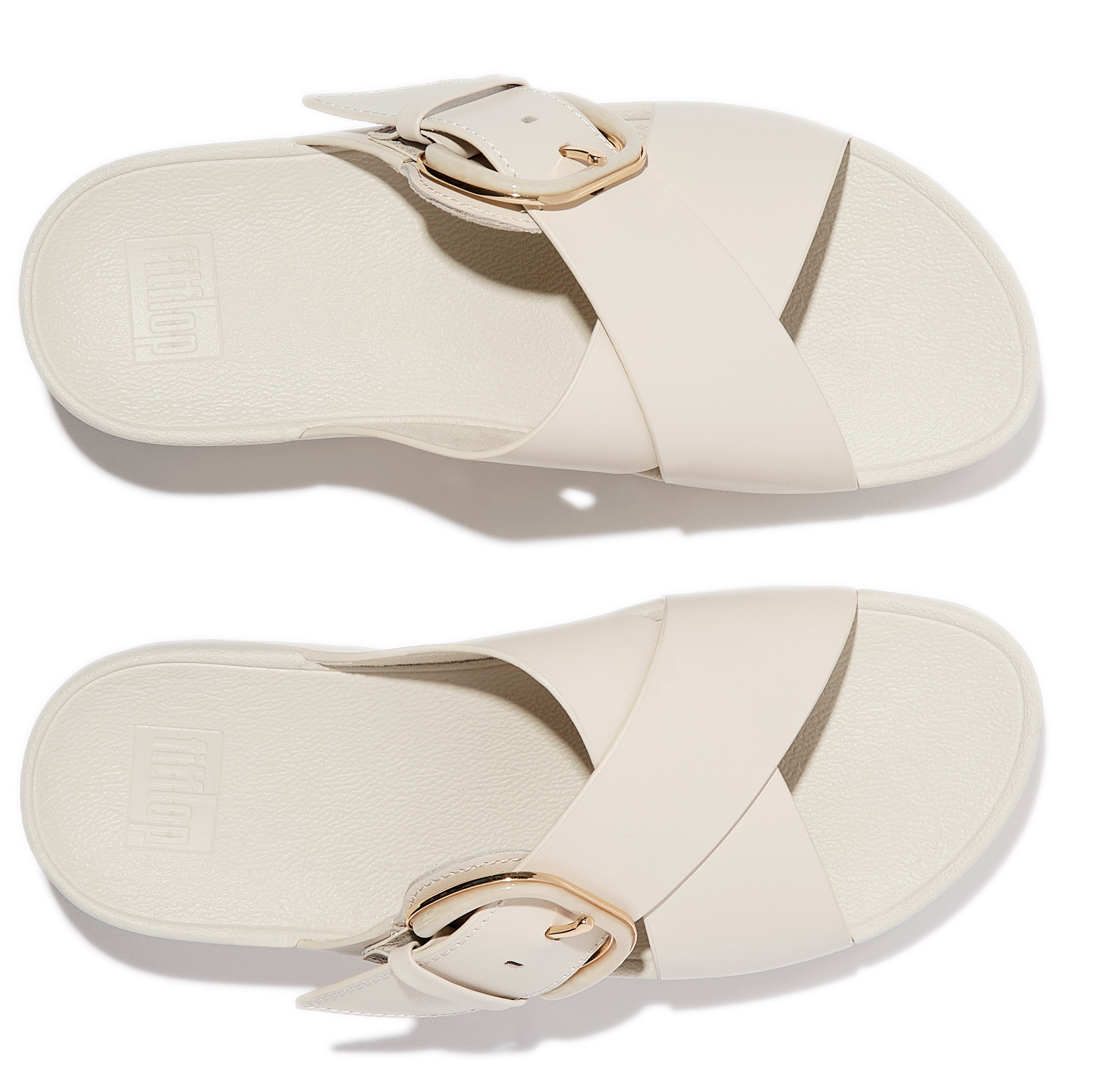 Fitflop Slippers LULU RESIN-BUCKLE LEATHER CROSS SLIDES