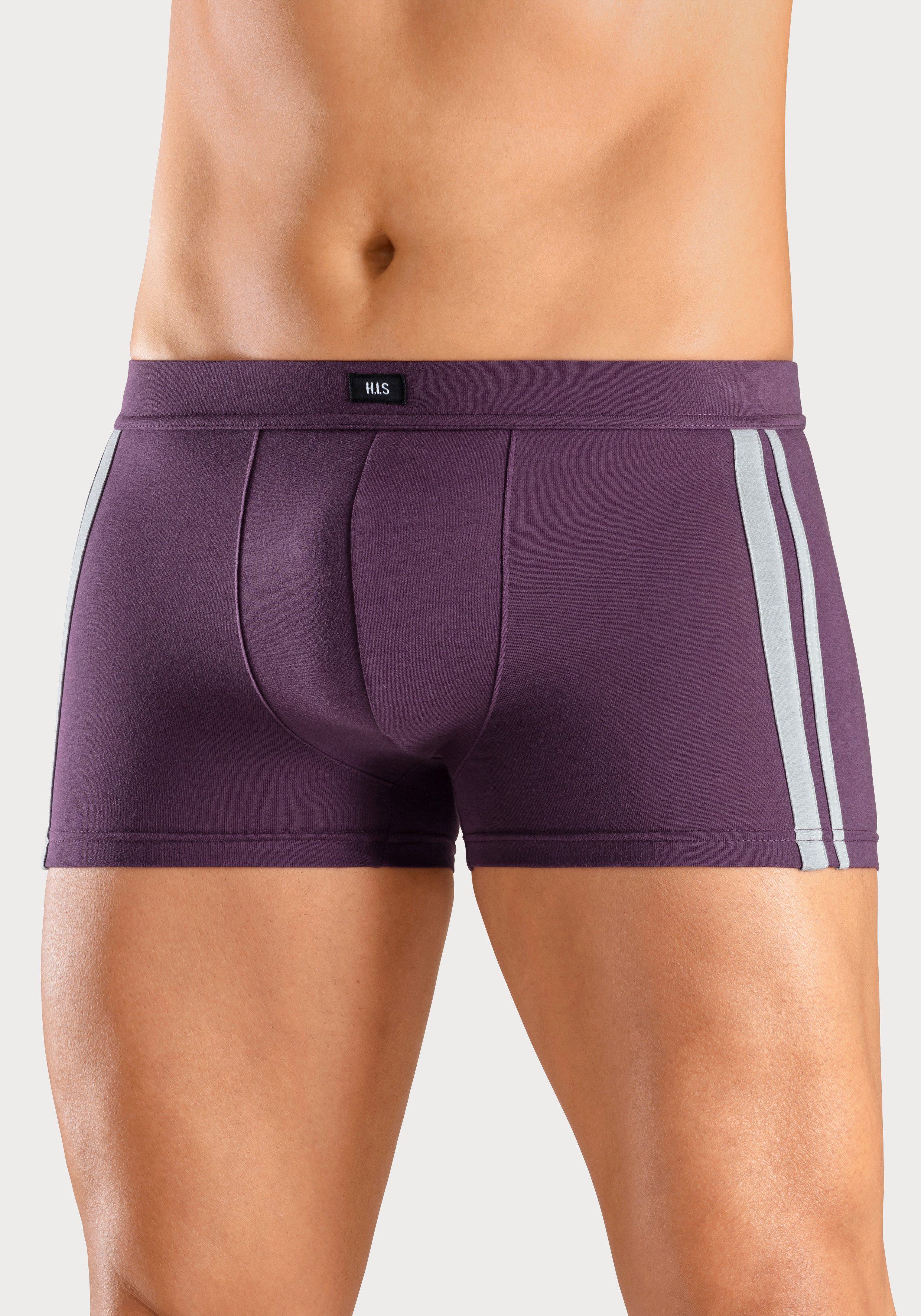 H.I.S Boxershort voor heren met contrasterende strepen aan de zijkanten (set, 4 stuks)