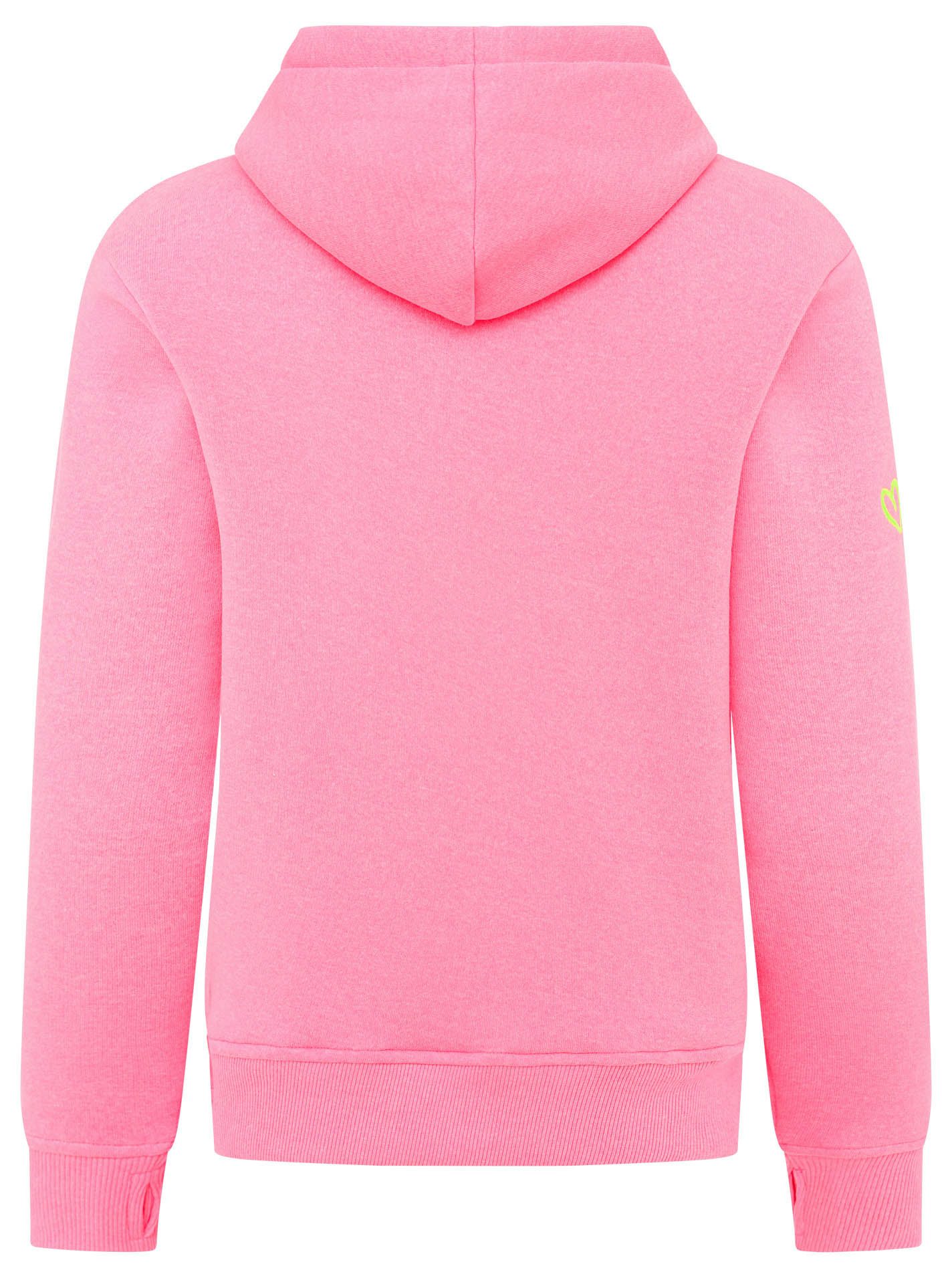 Zwillingsherz Hoodie GOOD VIBES met goede vibes, harten op de arm en kleurrijke borduursel