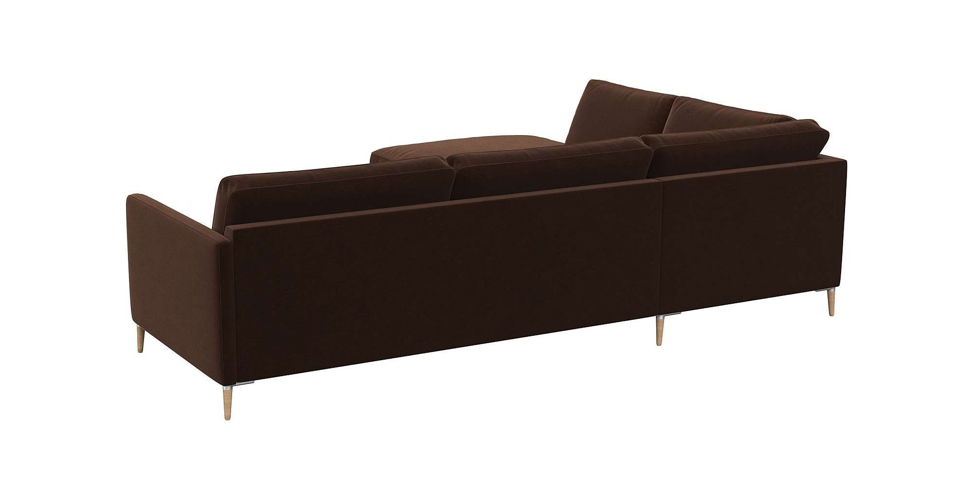 FLEXLUX Hoekbank Fiore, L-vorm smalle armleuningen, koudschuim, aluminium + eiken poten