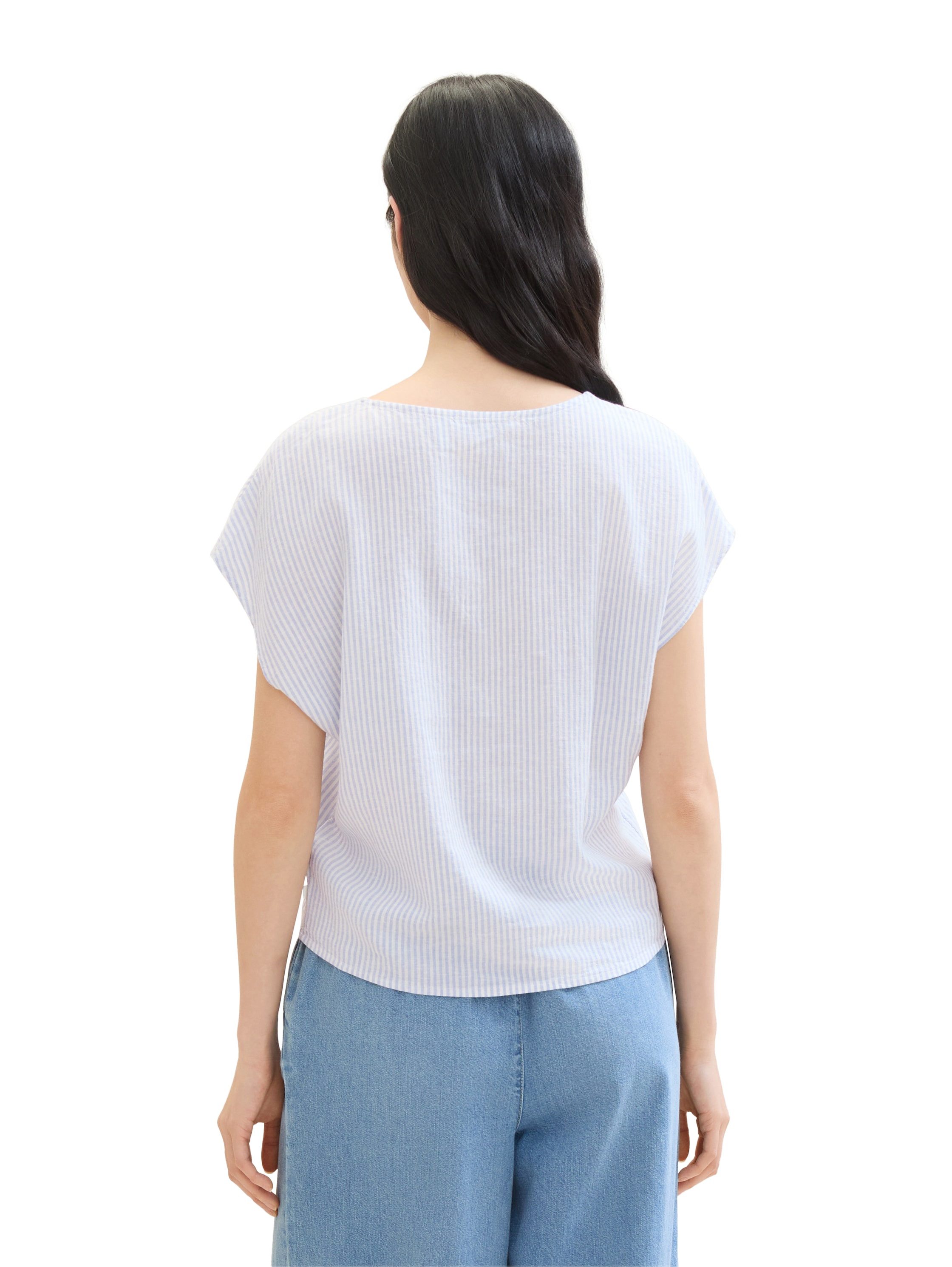 Tom Tailor Denim Blouse met korte mouwen met knoopdetail