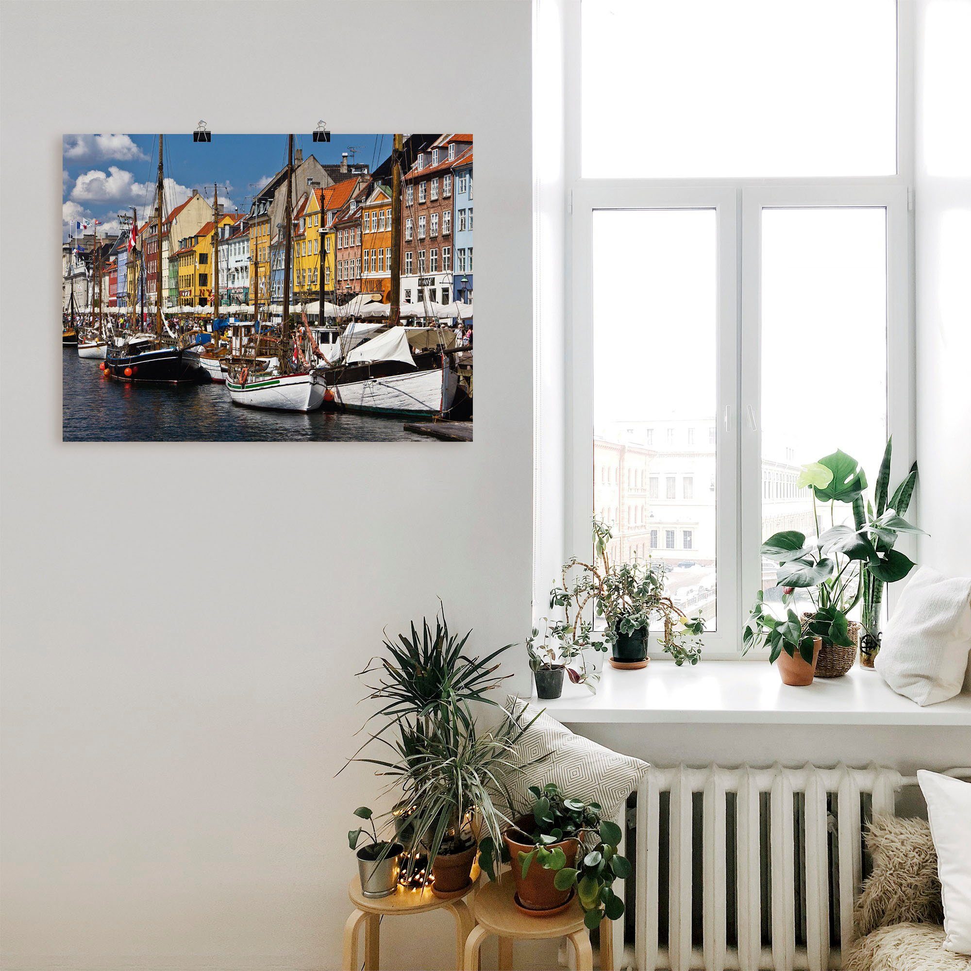 Artland Poster Oude haven in Kopenhagen 2 als artprint van aluminium, artprint op linnen, muursticker of poster in verschillende maten