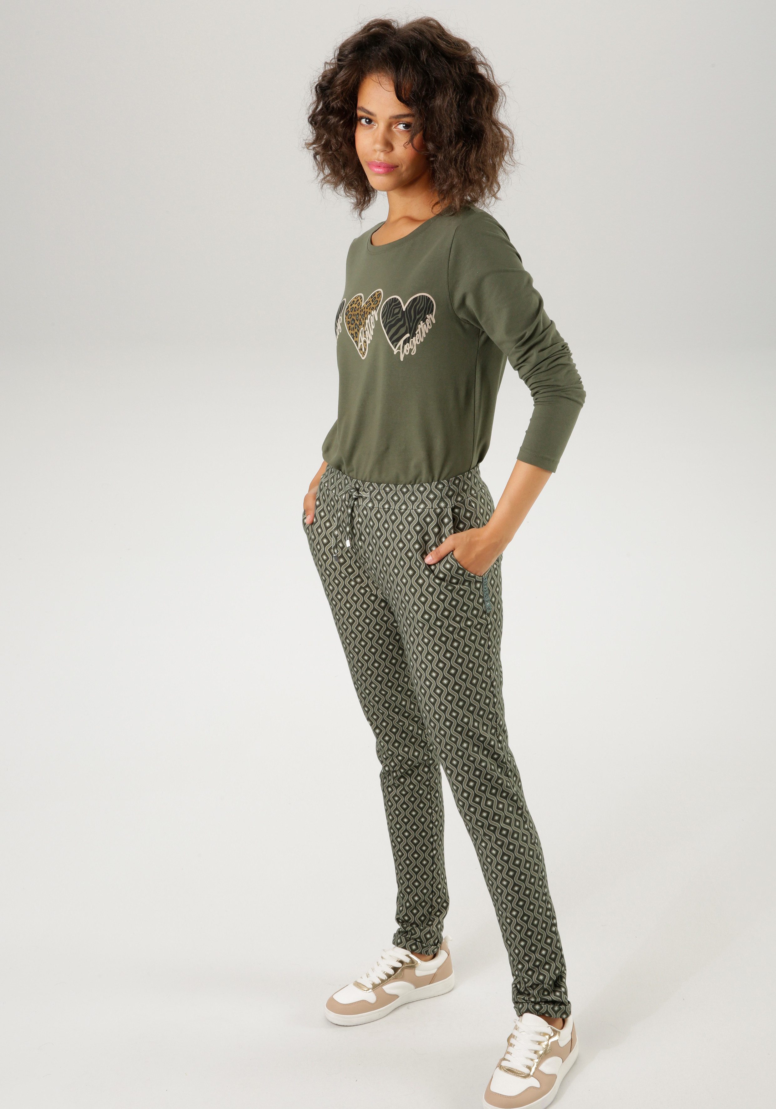 Aniston CASUAL Comfortbroek met interessant, grafisch patroon
