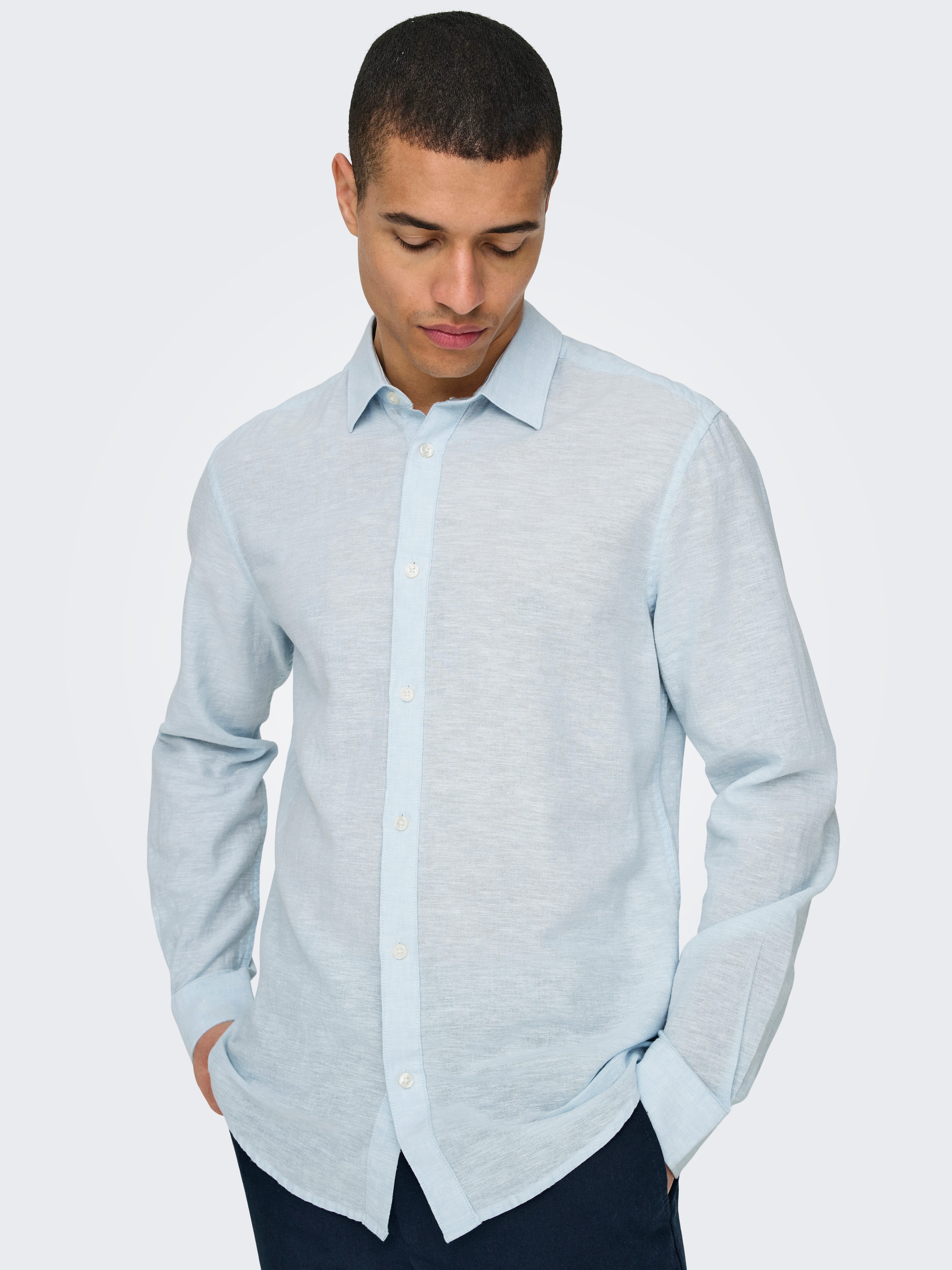 ONLY & SONS Overhemd met lange mouwen ONSCAIDEN LS SOLID LINEN SHIRT NOOS