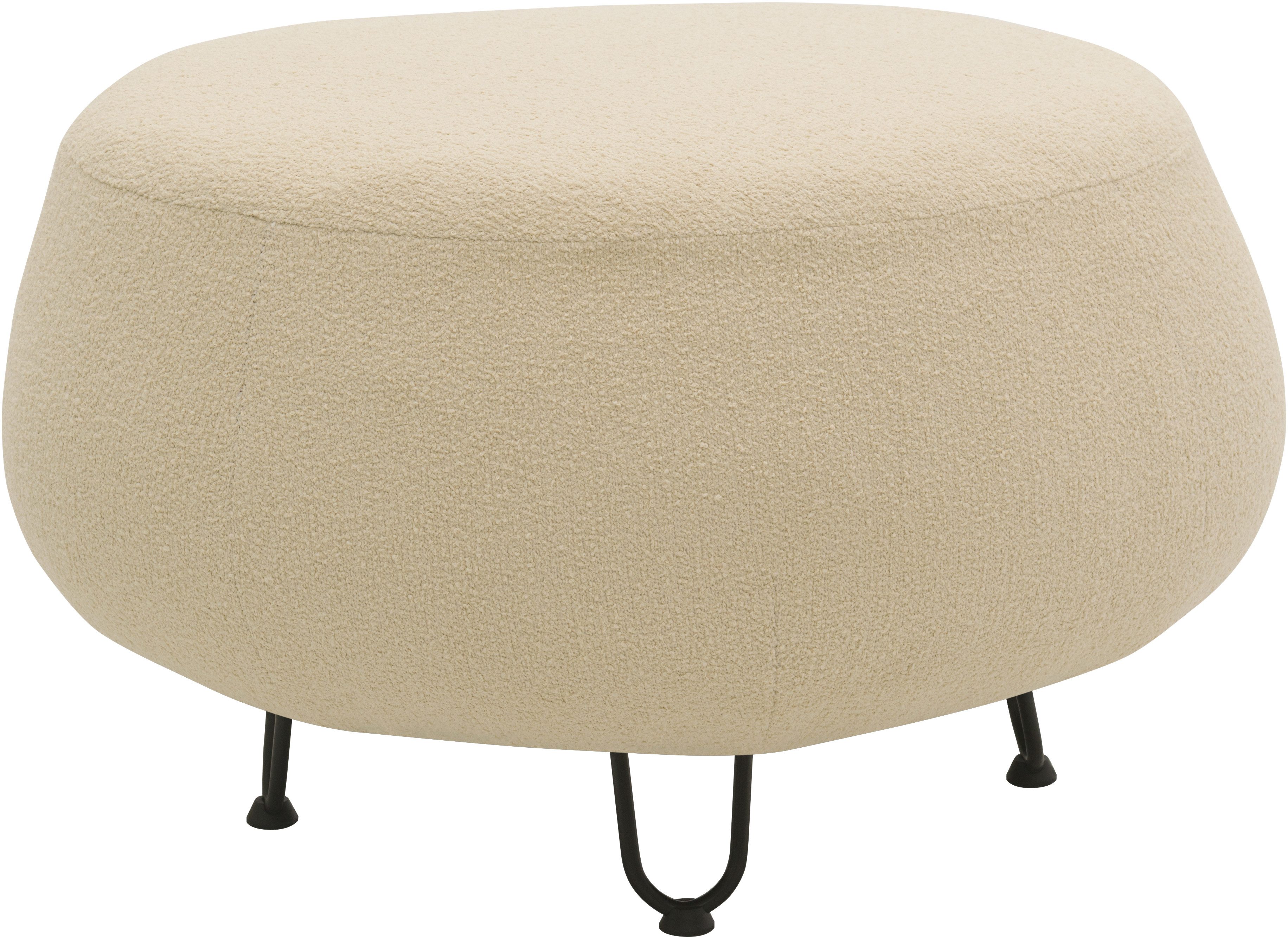 DOMO collection Hocker Poika, op hoge poten Ronde en mooie poef, bekleding van imitatiebont, diameter 78 cm
