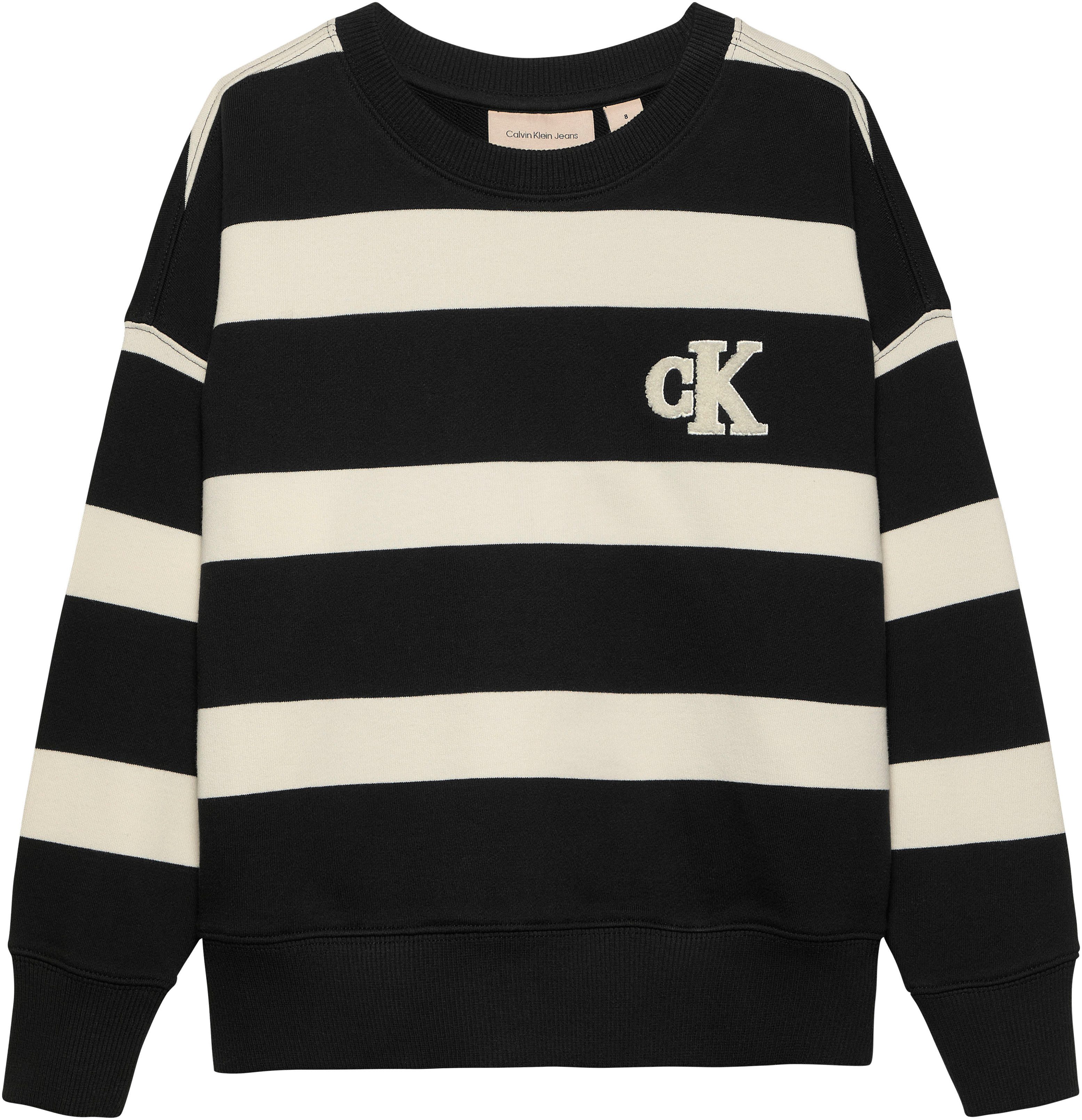 Calvin Klein Sweatshirt Striped Modern Comfort Cn voor kinderen tot 16 jaar en met logo-patch
