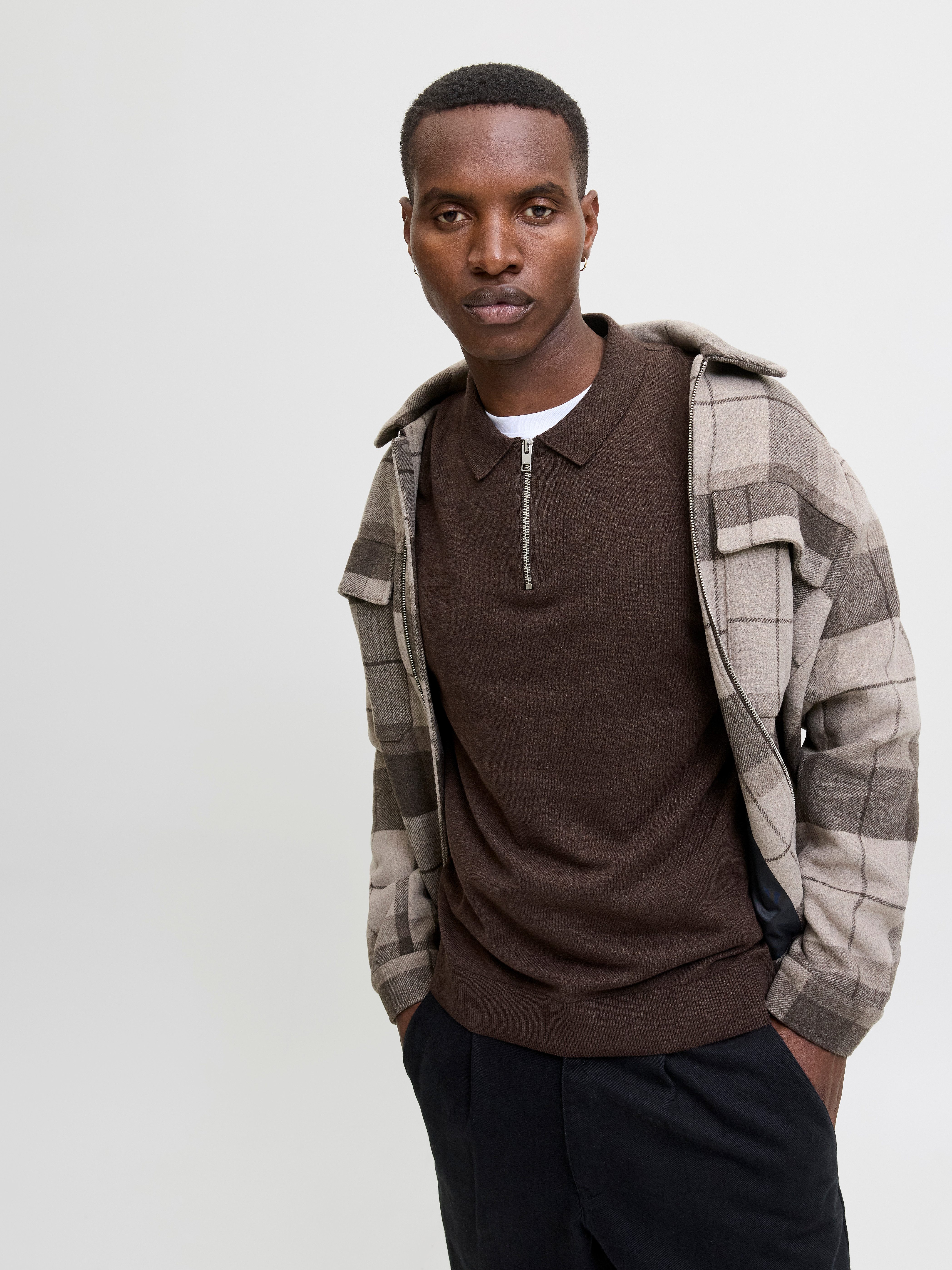 Jack & Jones Trui met polokraag JJEEMIL KNIT POLO HALF ZIP LS NOOS