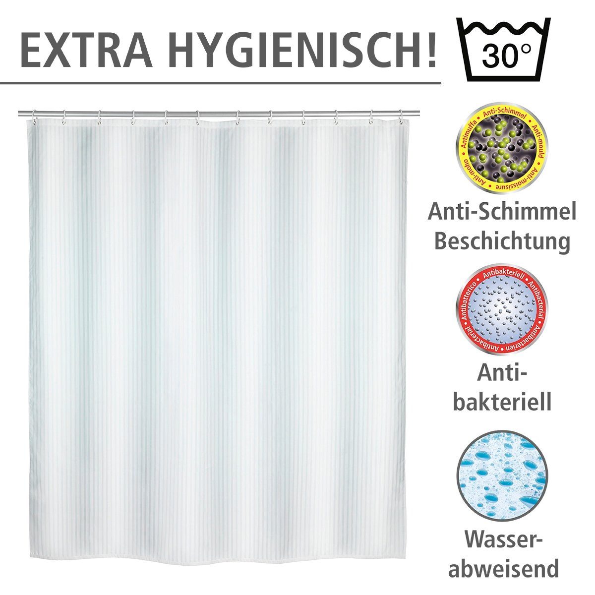 WENKO Douchegordijn Paleis Hoogte 200 cm, polyester. Wasbaar