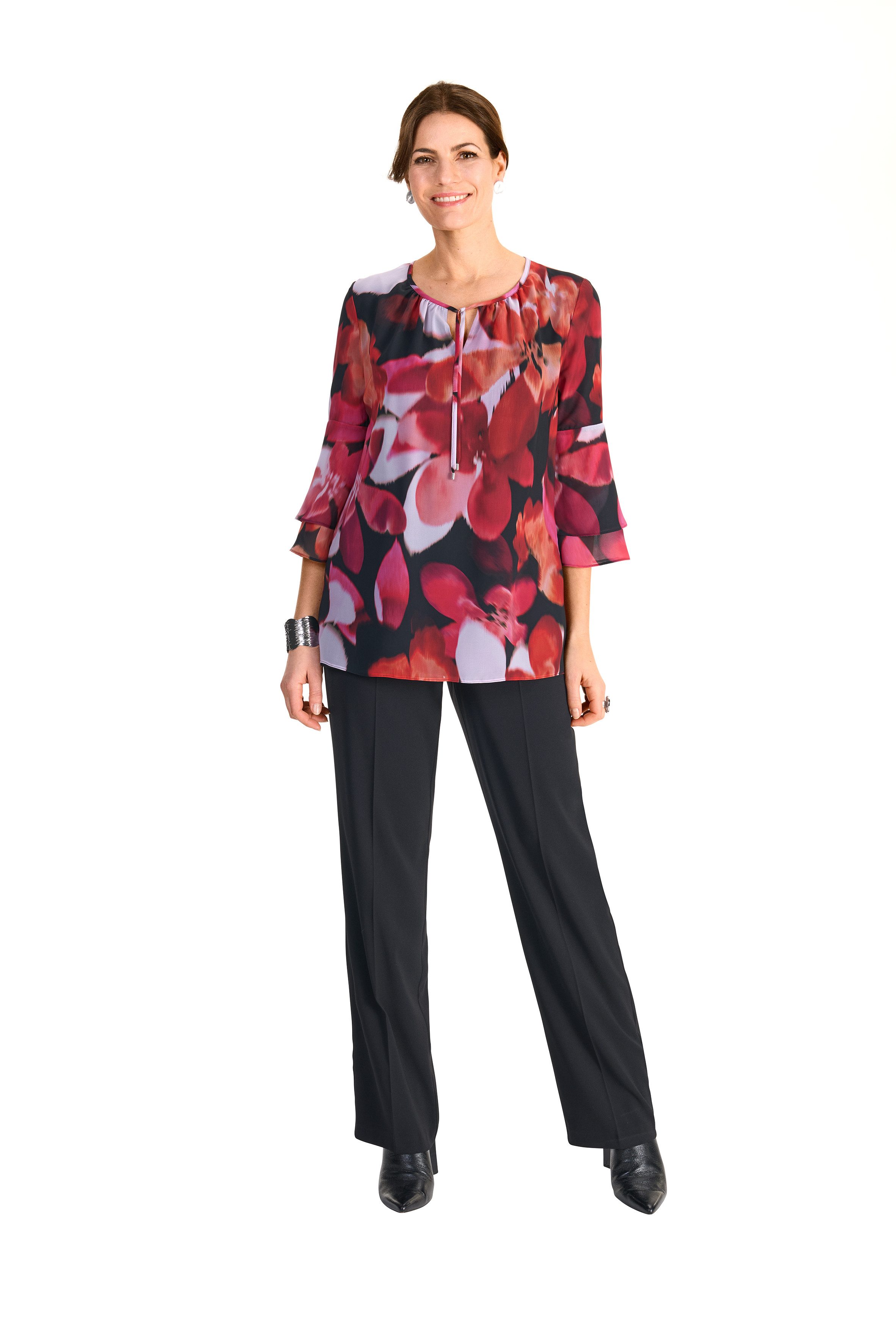 HERMANN LANGE Collection Gedessineerde blouse met een bloemmotief