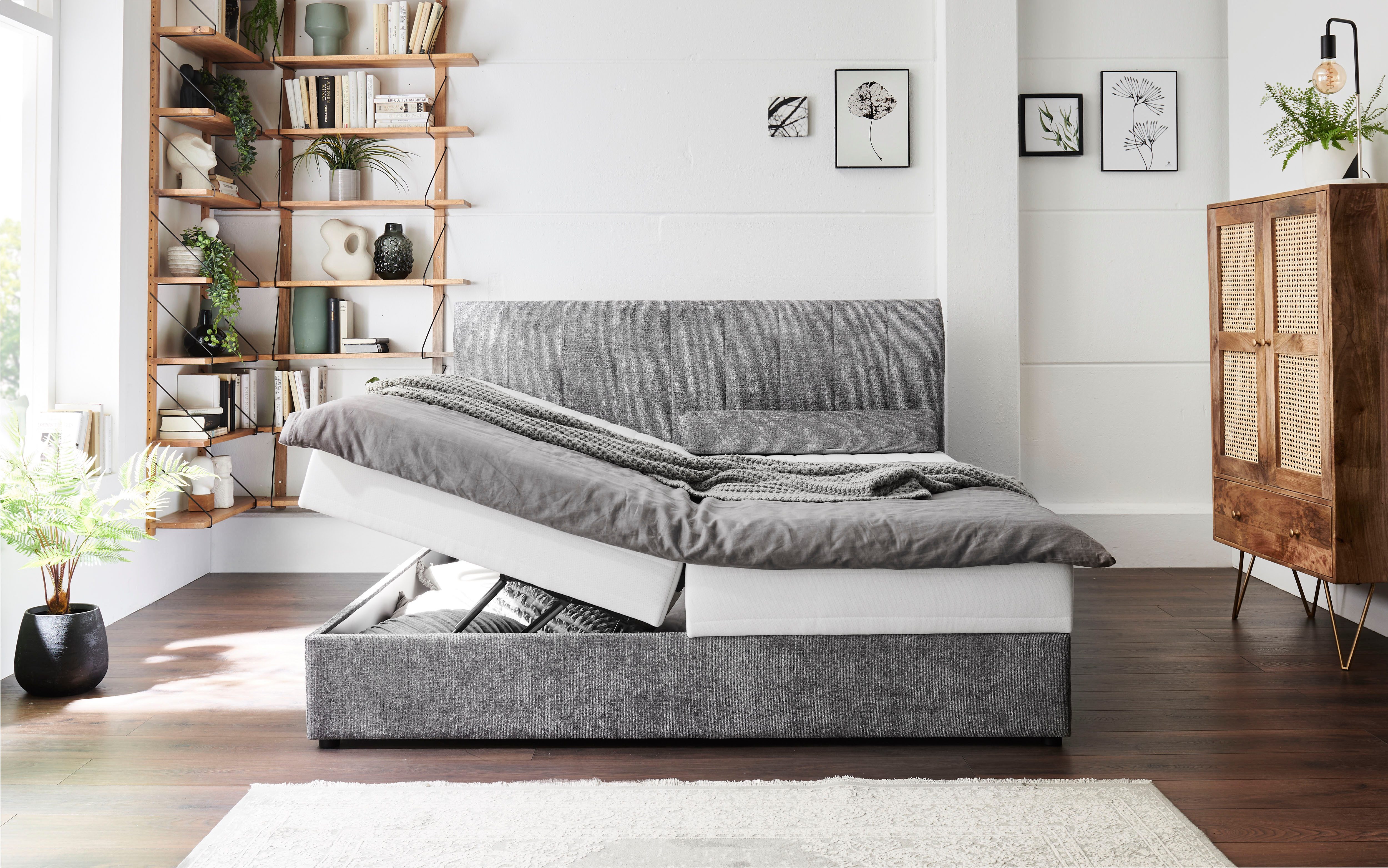 ATLANTIC home collection Boxspring ALISIA Met pocketvering, bedlade en kussenrol in originele bekleding