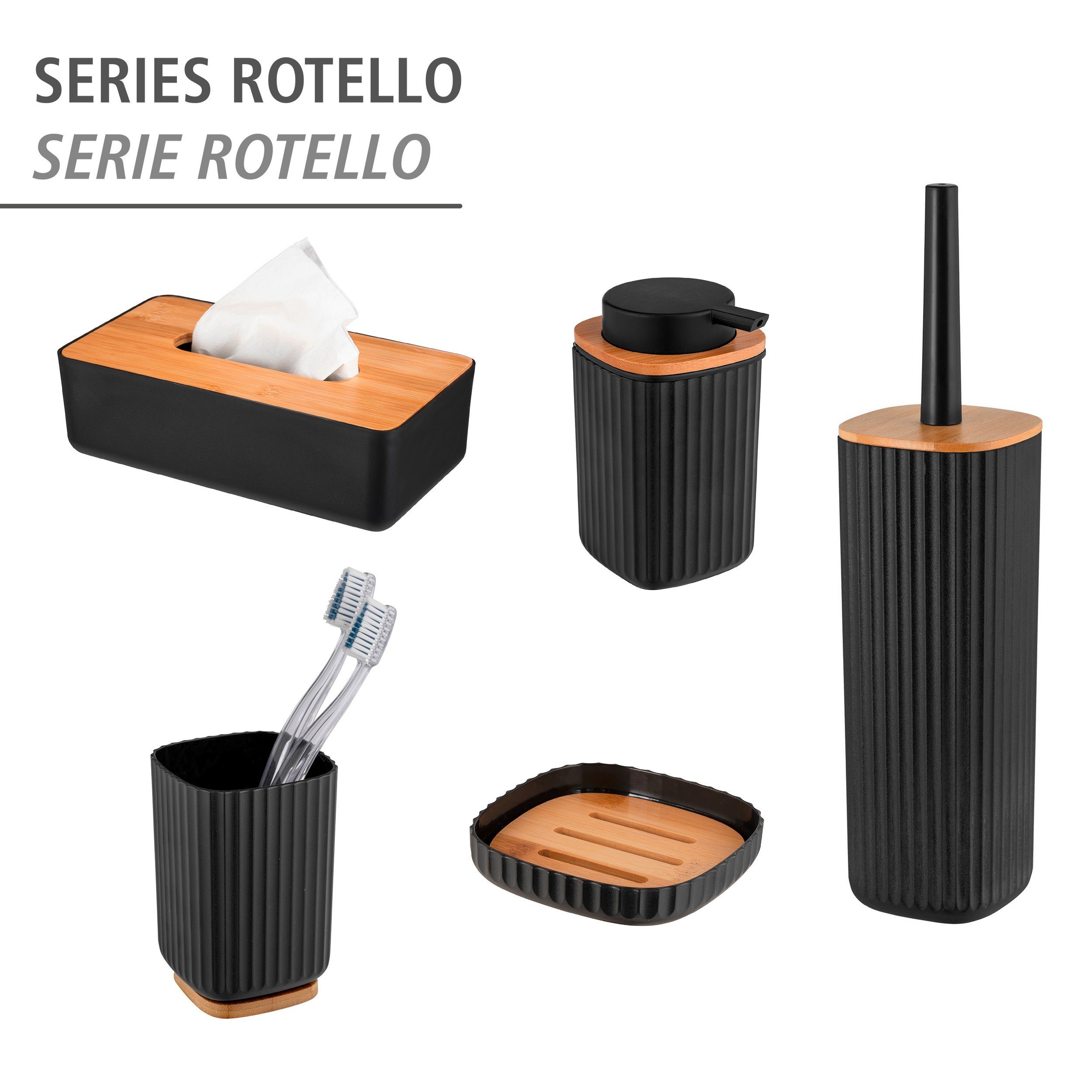 WENKO Toiletset Rotello zwart, gesloten model