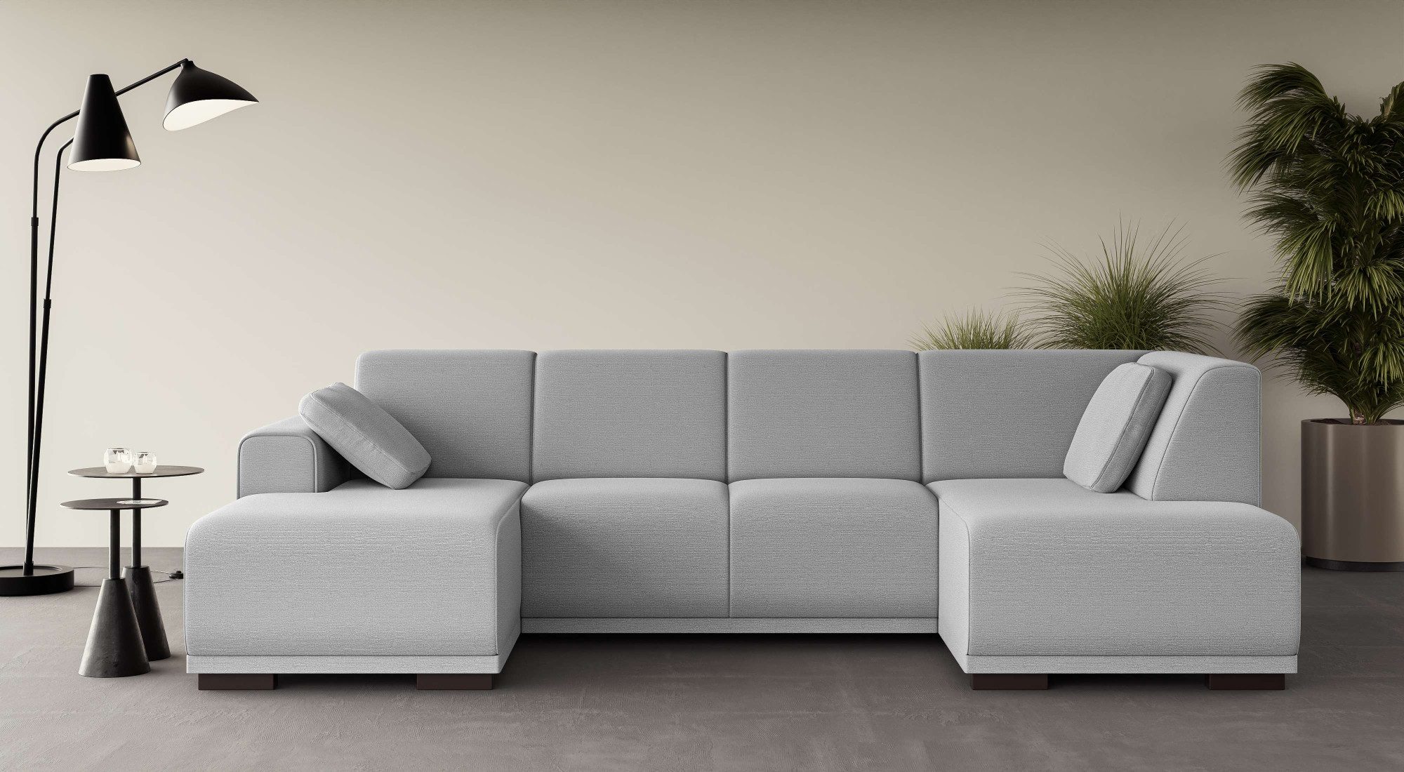 Home affaire Zithoek BORNHOLM U-vorm met chaise longue rechts/links, B/D/H: 300/162/85 cm U-vorm met golvende ondervering, chaise longue rechts of links bestelbaar